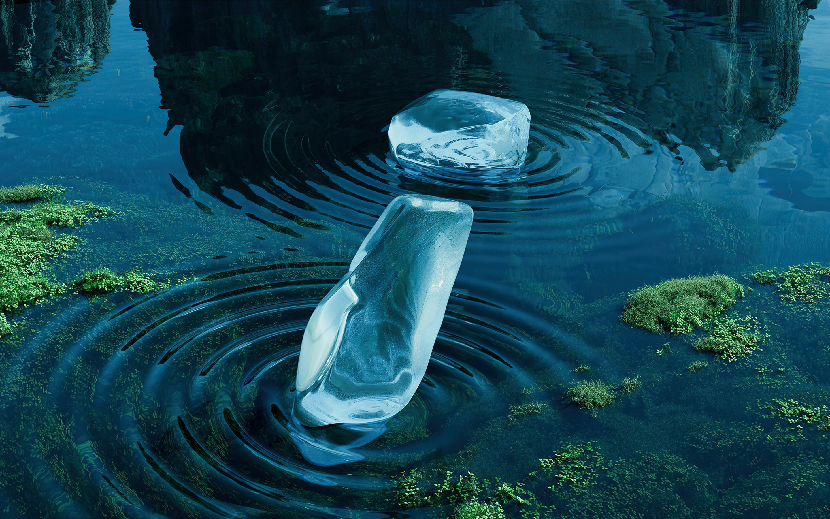 BMWi oasis, ice pieces, landscape, lake, 2880x1800 wallpaper