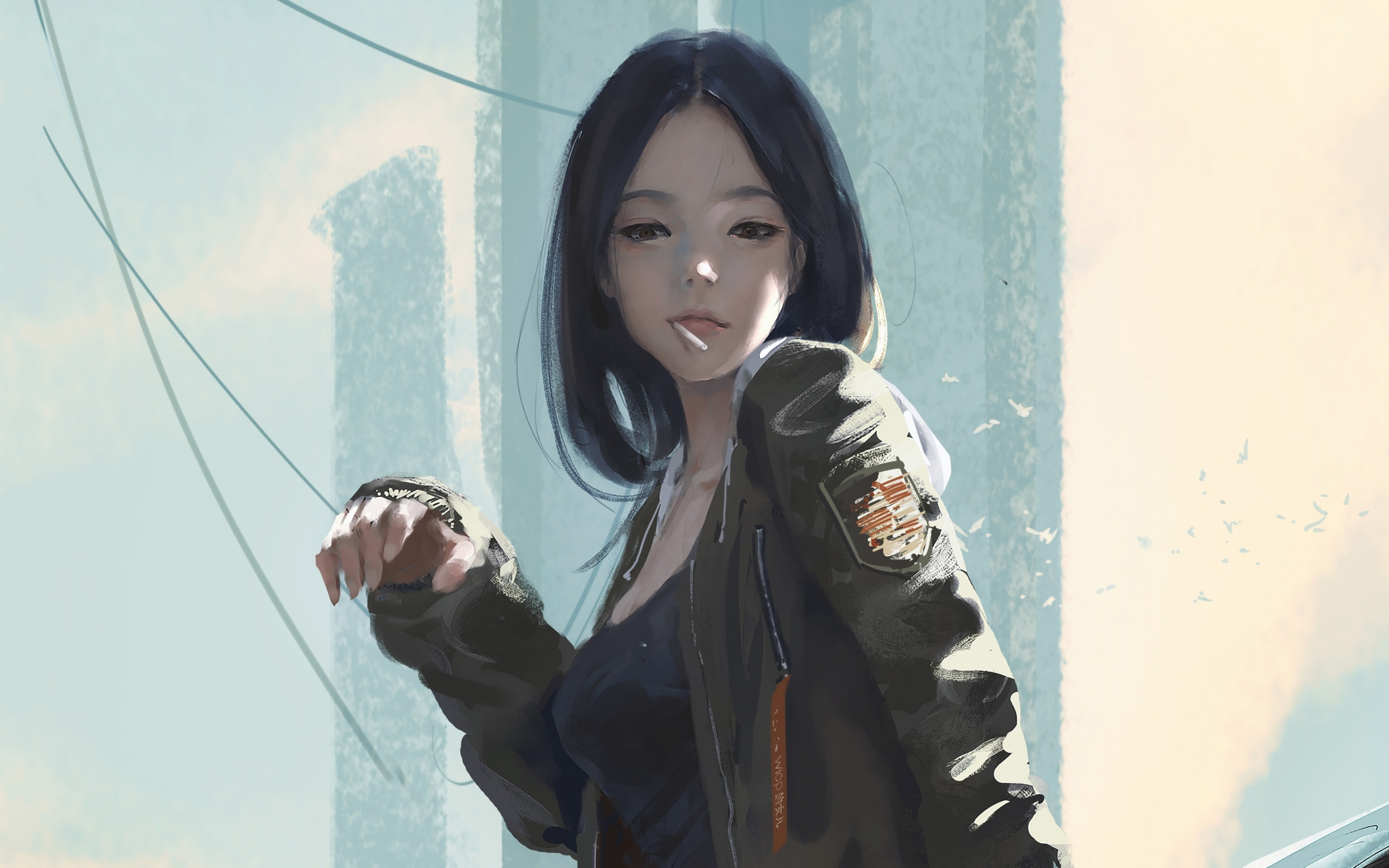 Urban, Asian girl, artwork, 2880x1800 wallpaper