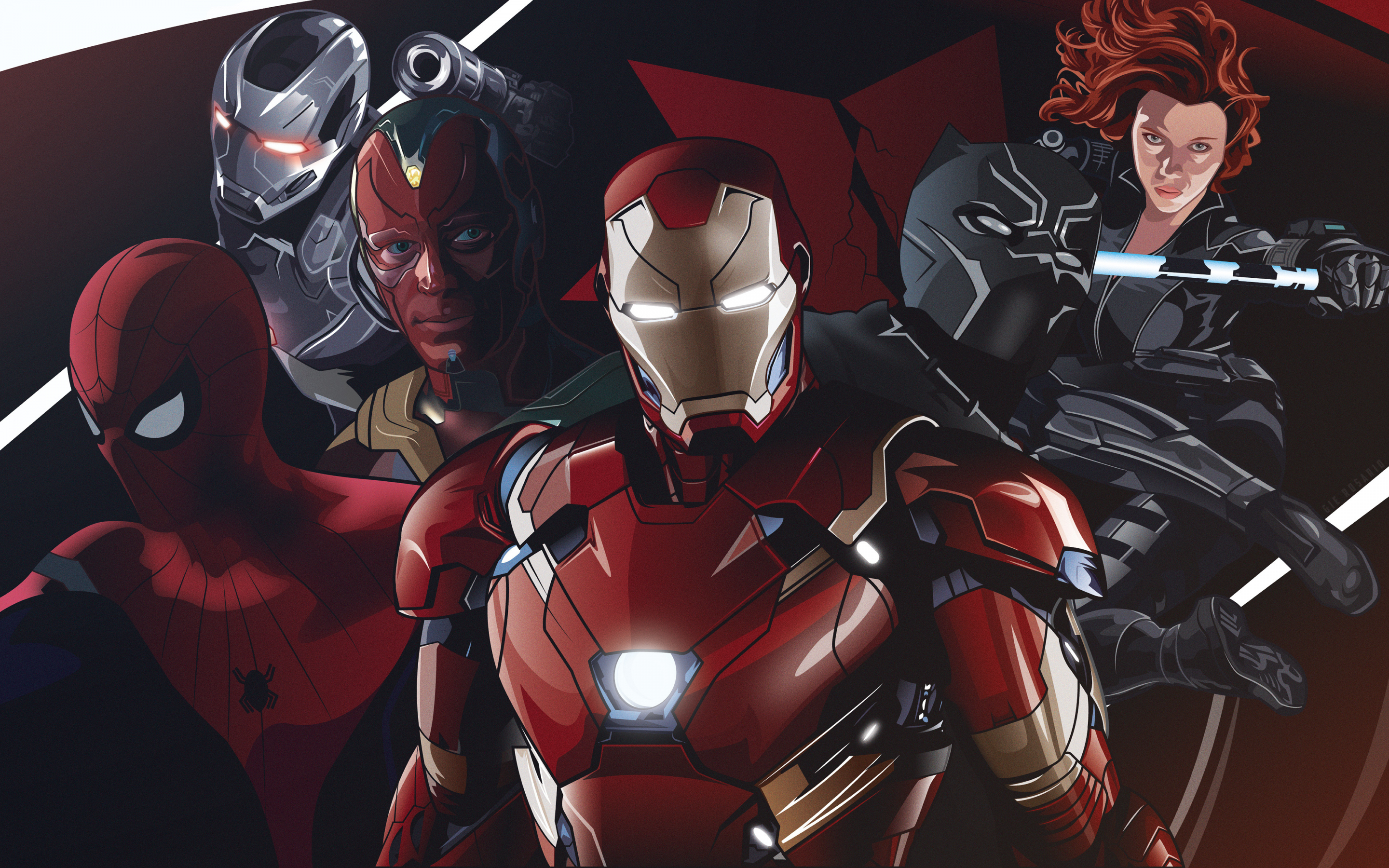 Avengers, marvel superheroes, team, artwork, 2880x1800 wallpaper