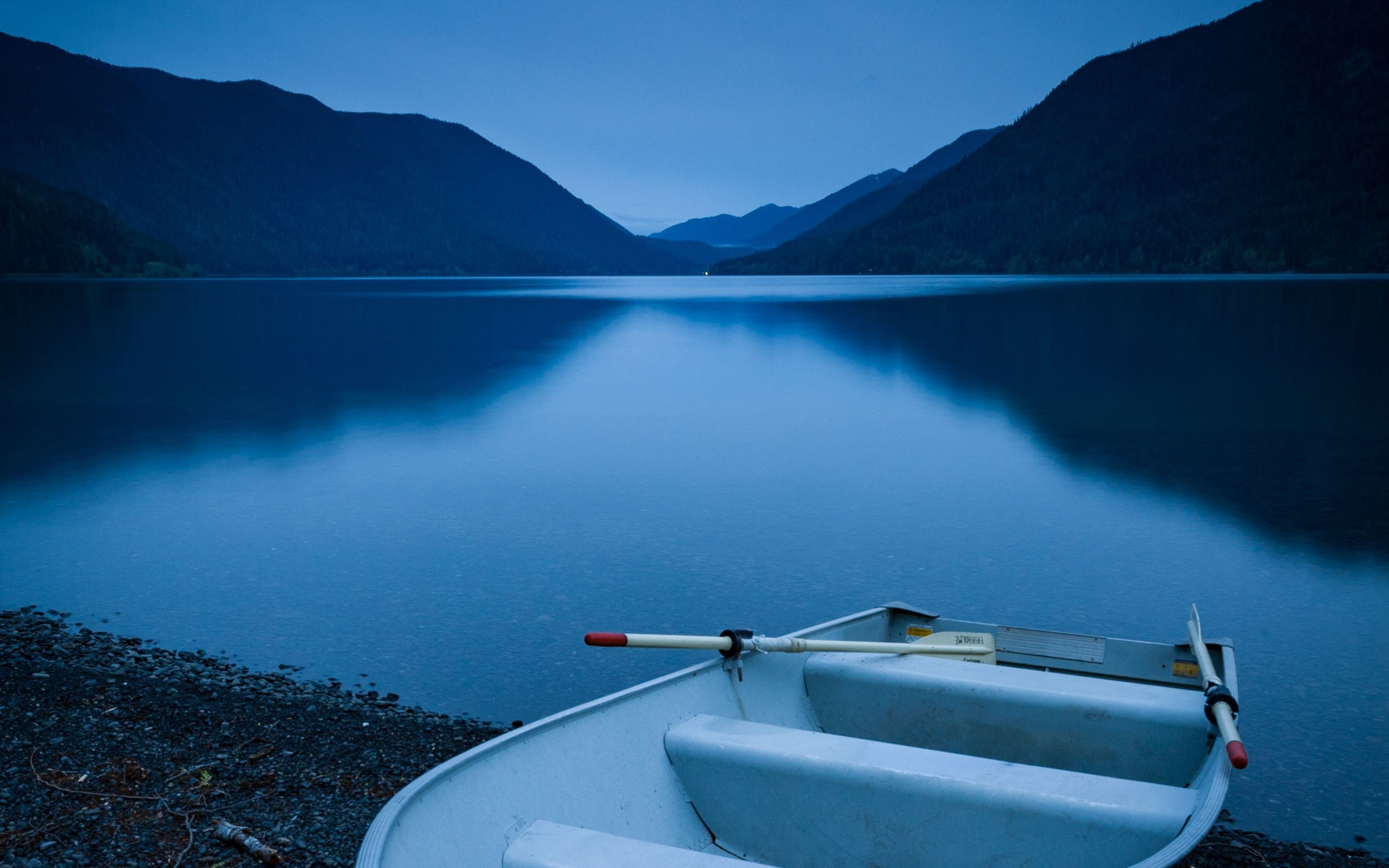 Boat, dawn, sunrise, lake, outdoor, 2880x1800 wallpaper