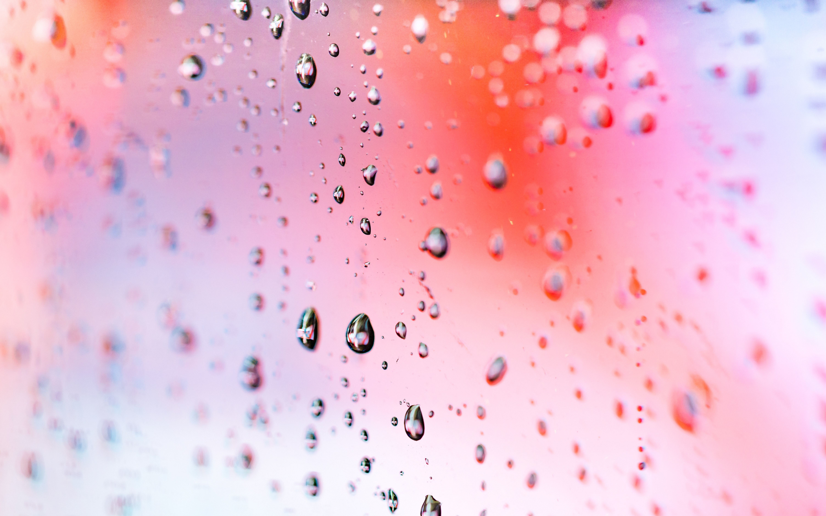 Drops, pink, transparent, surface, 2880x1800 wallpaper