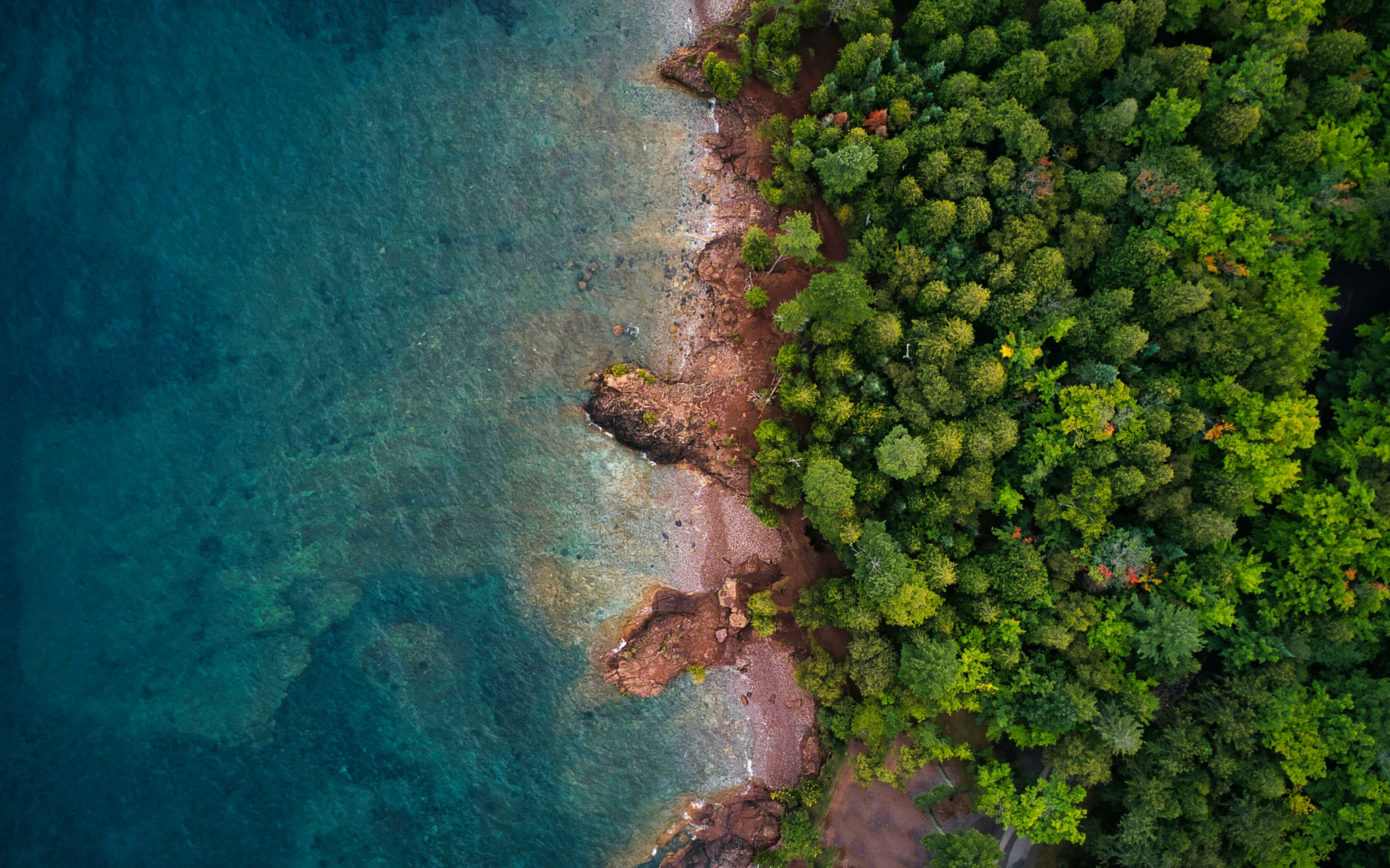Drone shot, beach, coast, nature, 2880x1800 wallpaper