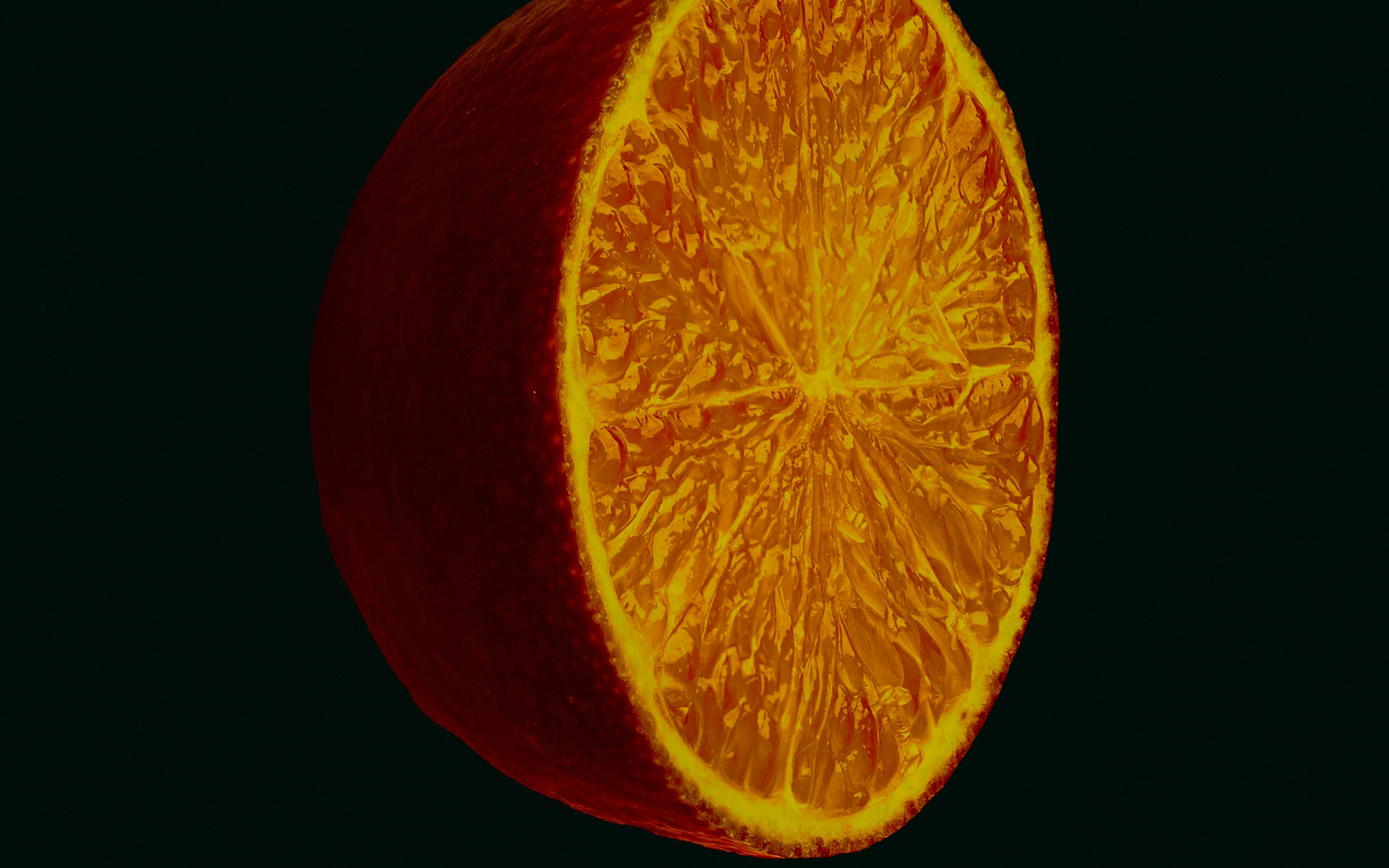 Half orange, fruit, close up, 2880x1800 wallpaper