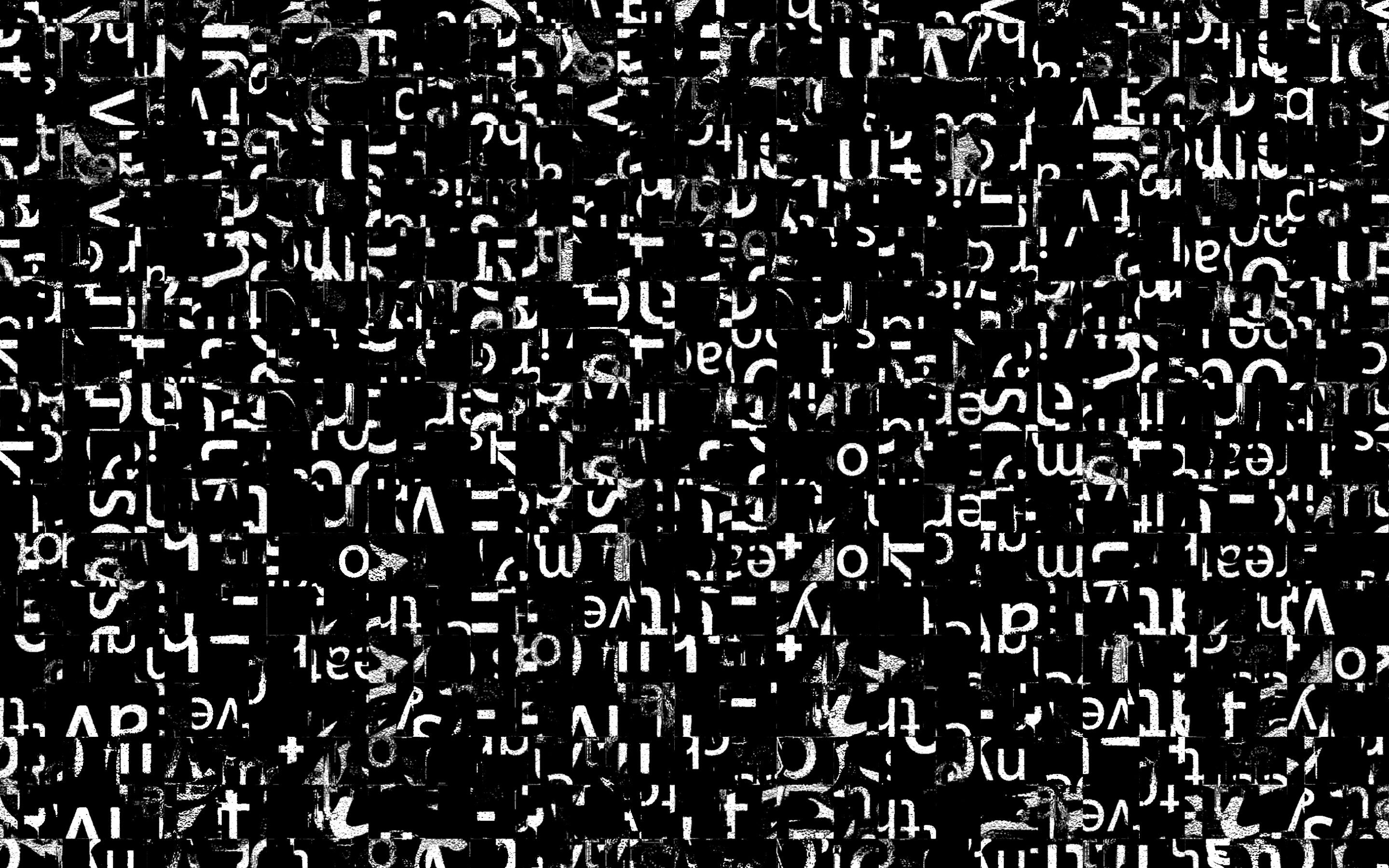 Black-white letters, texture, typography, 2880x1800 wallpaper