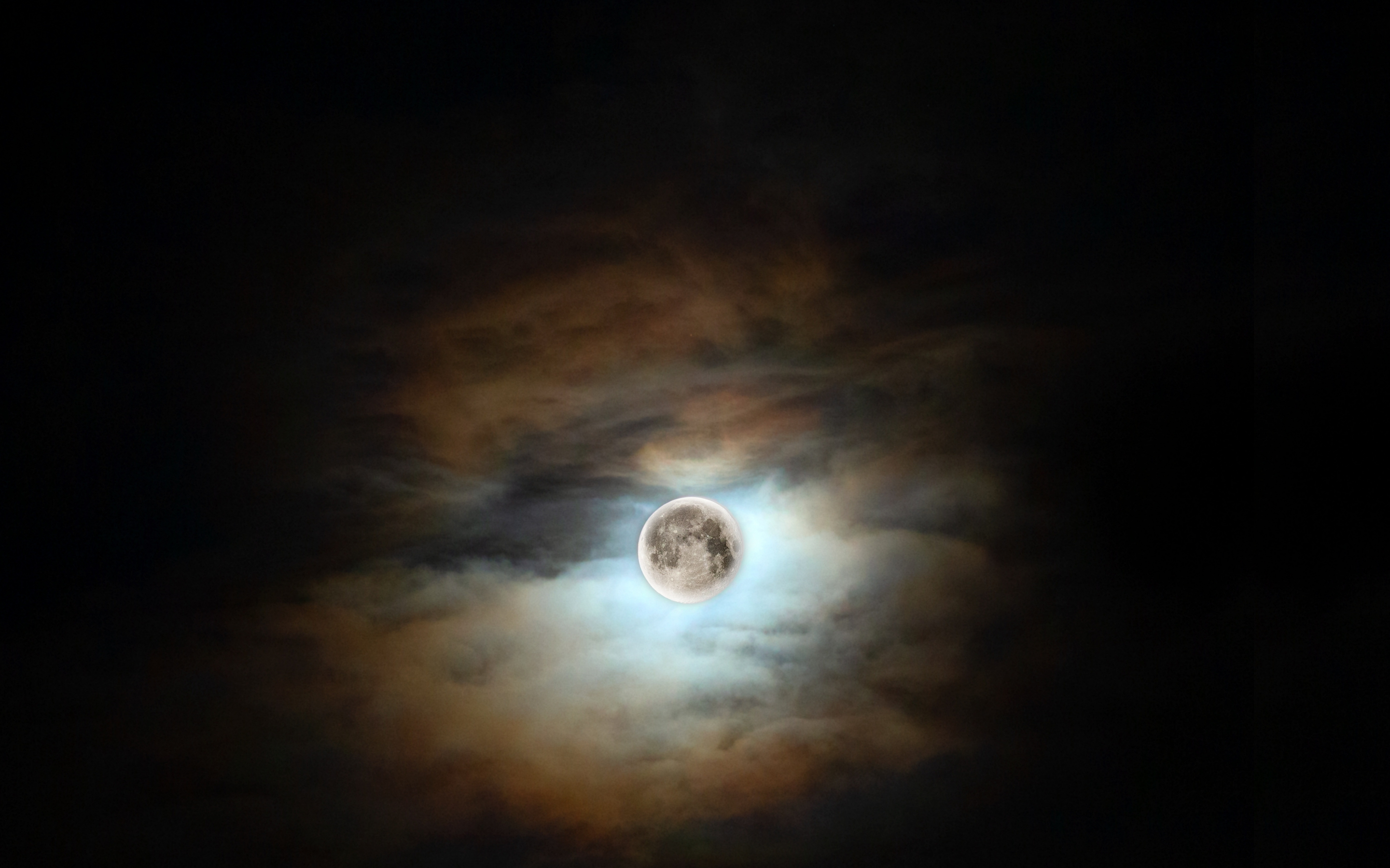 Night, moon, lunar, dark, 2880x1800 wallpaper
