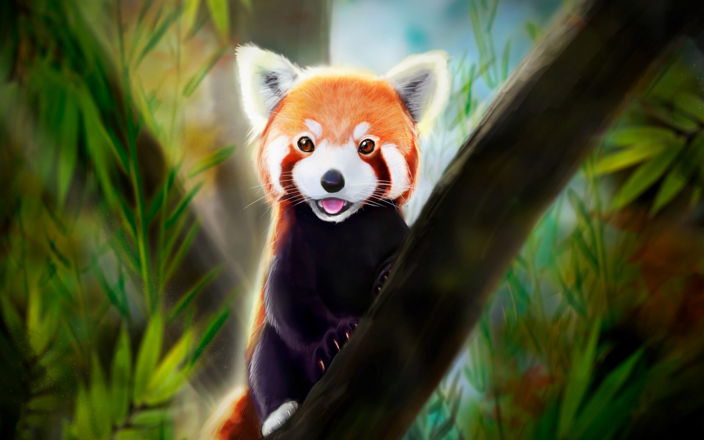Cute, Red Panda, art, 2880x1800 wallpaper