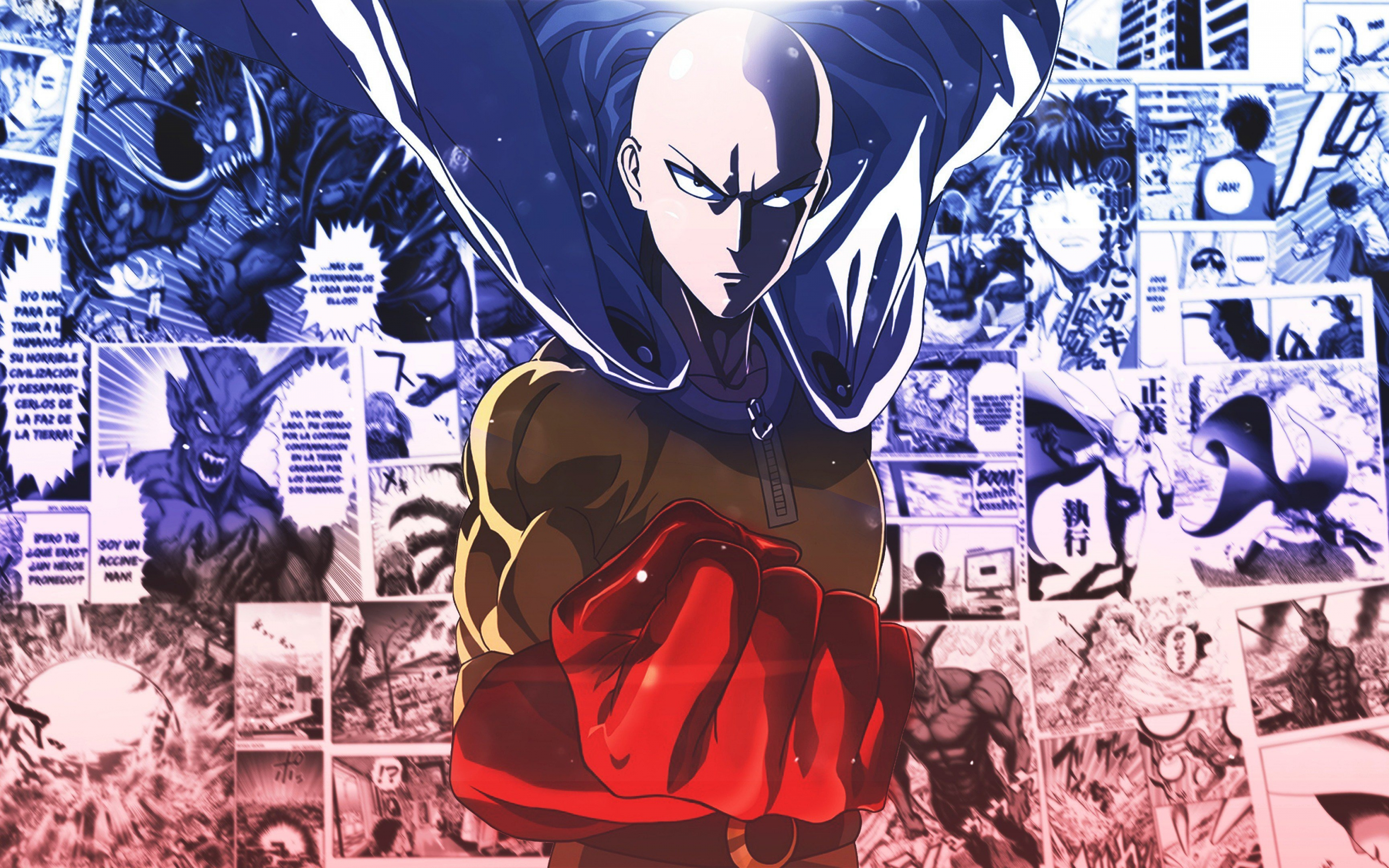 Saitama, OnePunch-Man, anime, bald anime boy, 2880x1800 wallpaper
