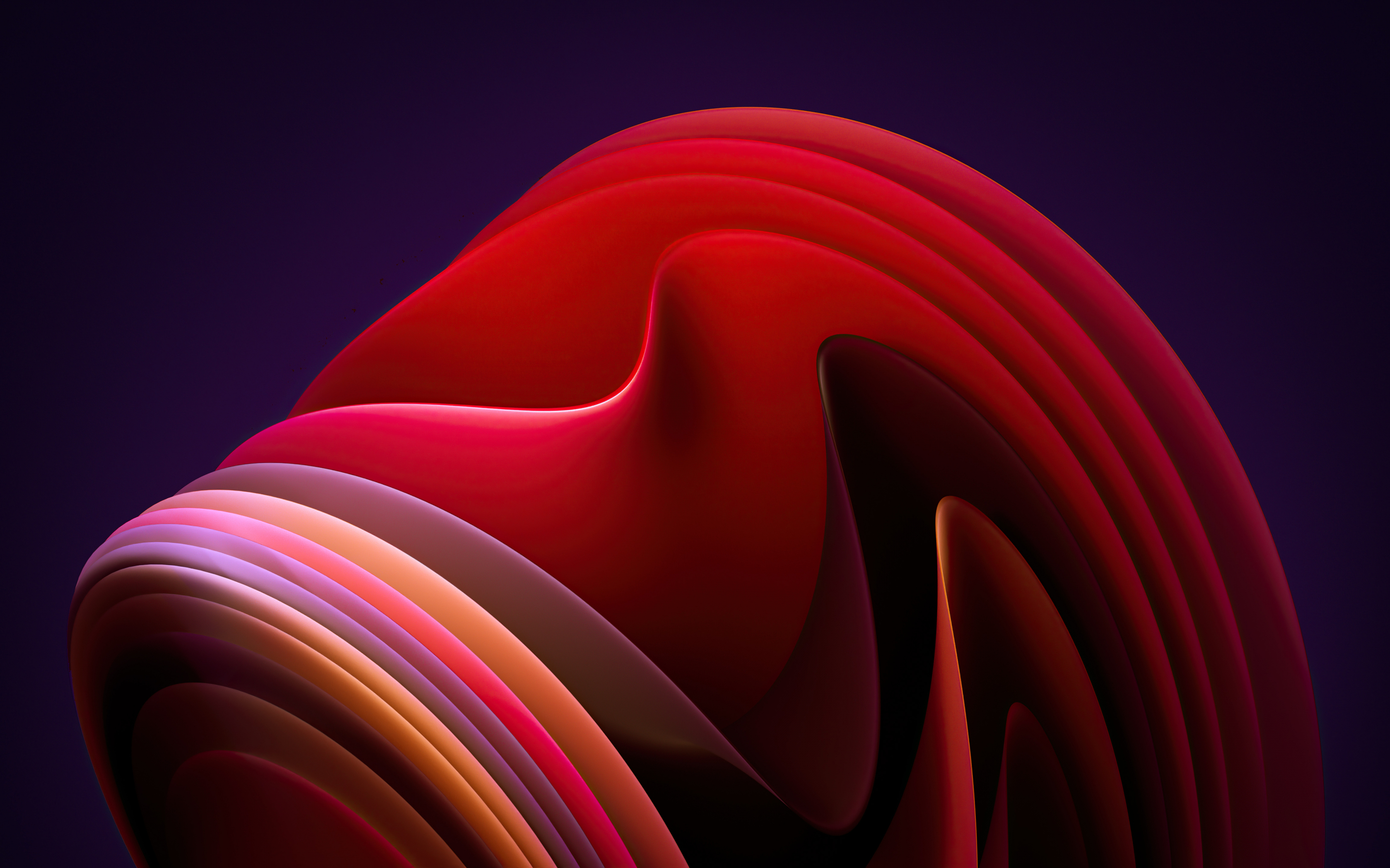 Windows 11, flow, red paper edges, art, 2880x1800 wallpaper