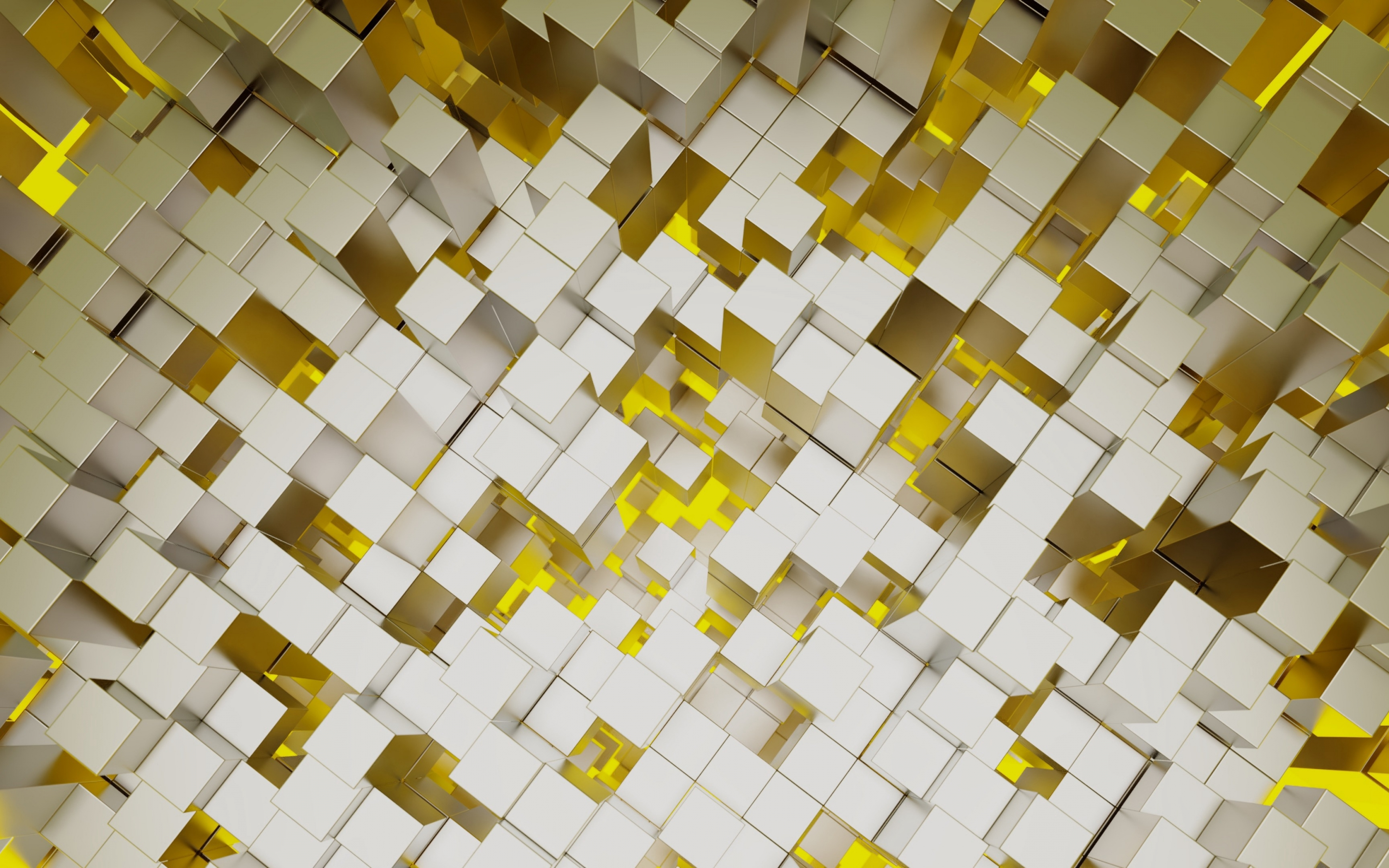 Structure, cubes, yellow-silver bars, abstract, 2880x1800 wallpaper