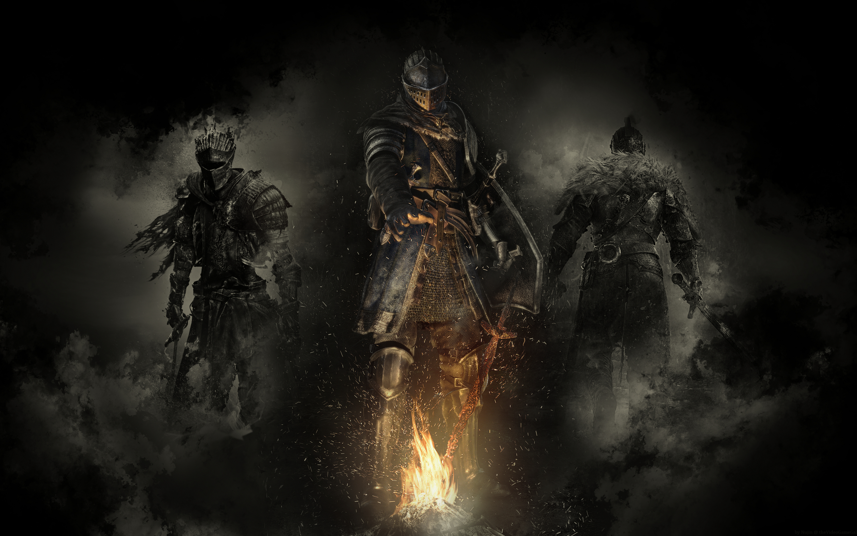 Dark souls, armored soldiers, game, dark, 2880x1800 wallpaper