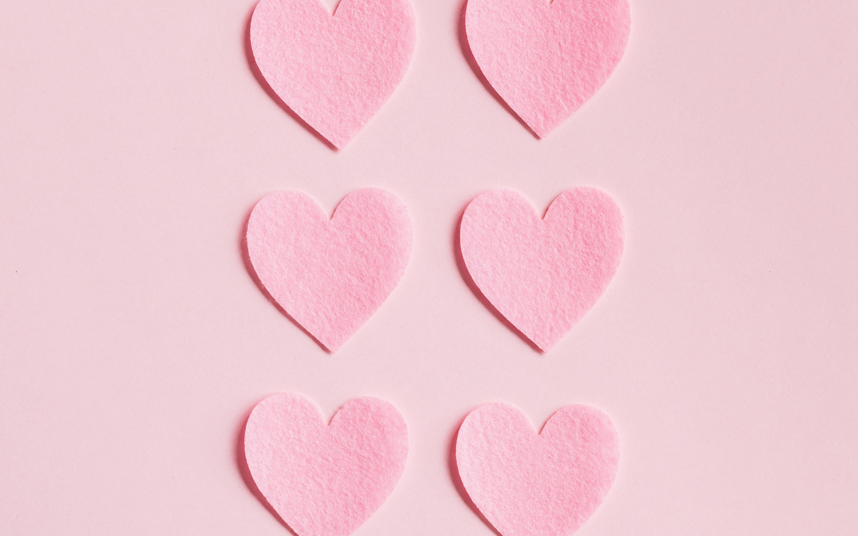 Pink hearts, minimal, 2880x1800 wallpaper