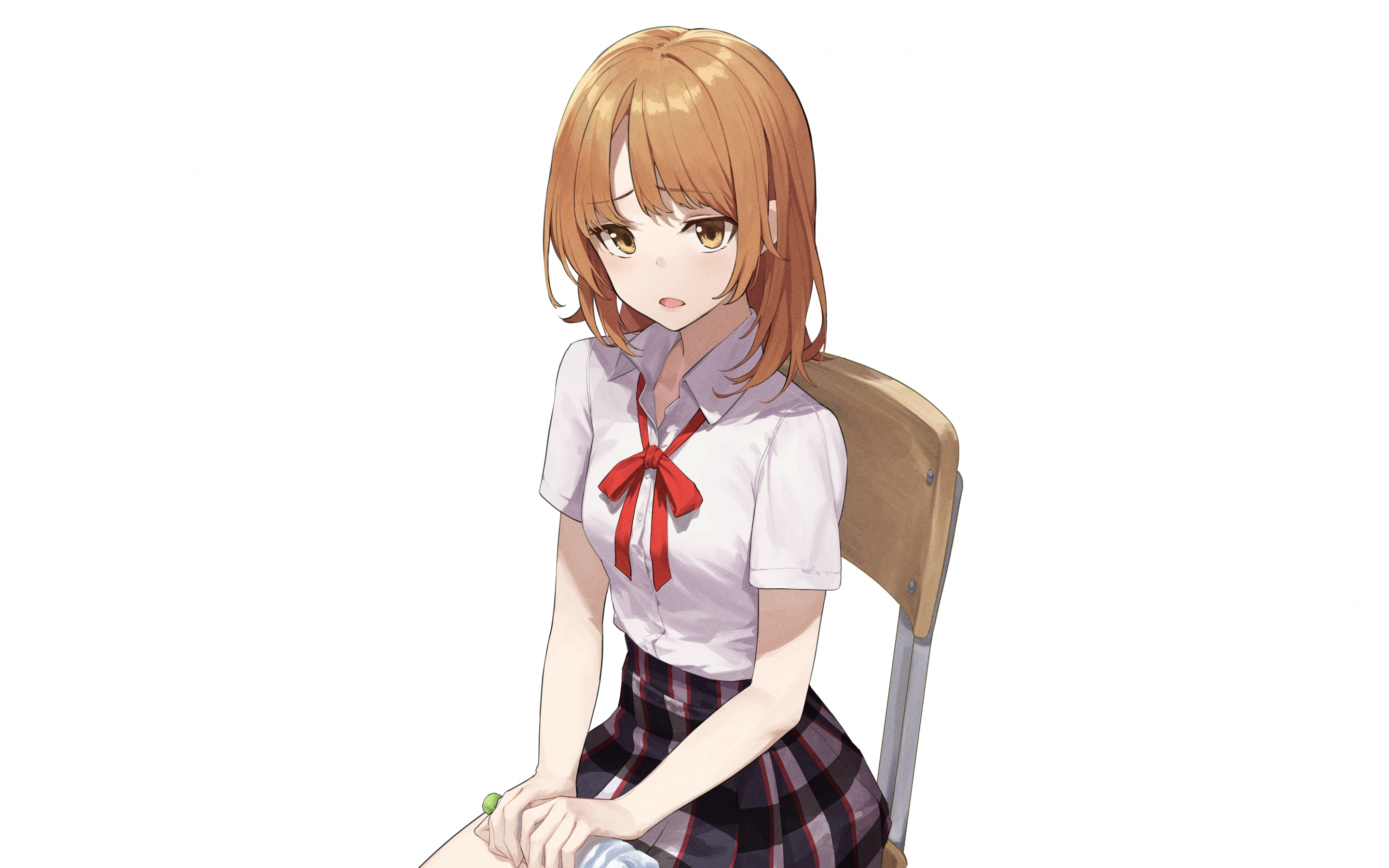 Anime, cute and blonde, school dress, art, 2880x1800 wallpaper