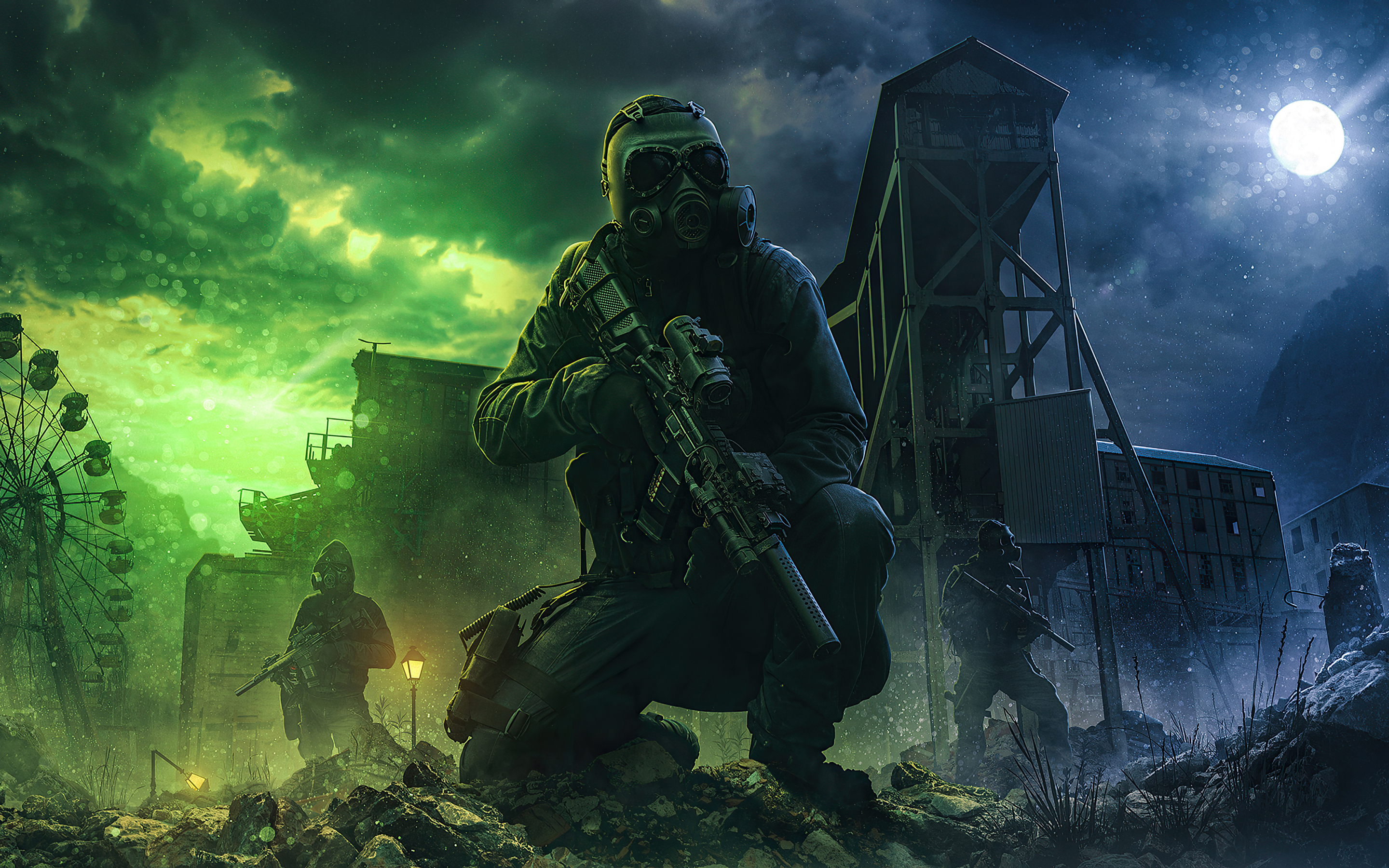 Men with gun, soldier of destruction, video game, artwork, 2880x1800 wallpaper