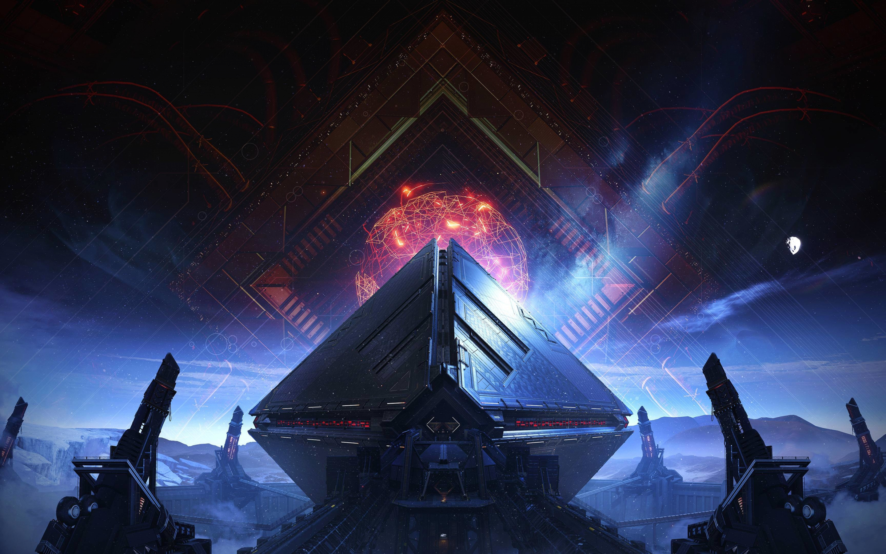 Destiny 2: Warmind, video game, pyramids, 2880x1800 wallpaper