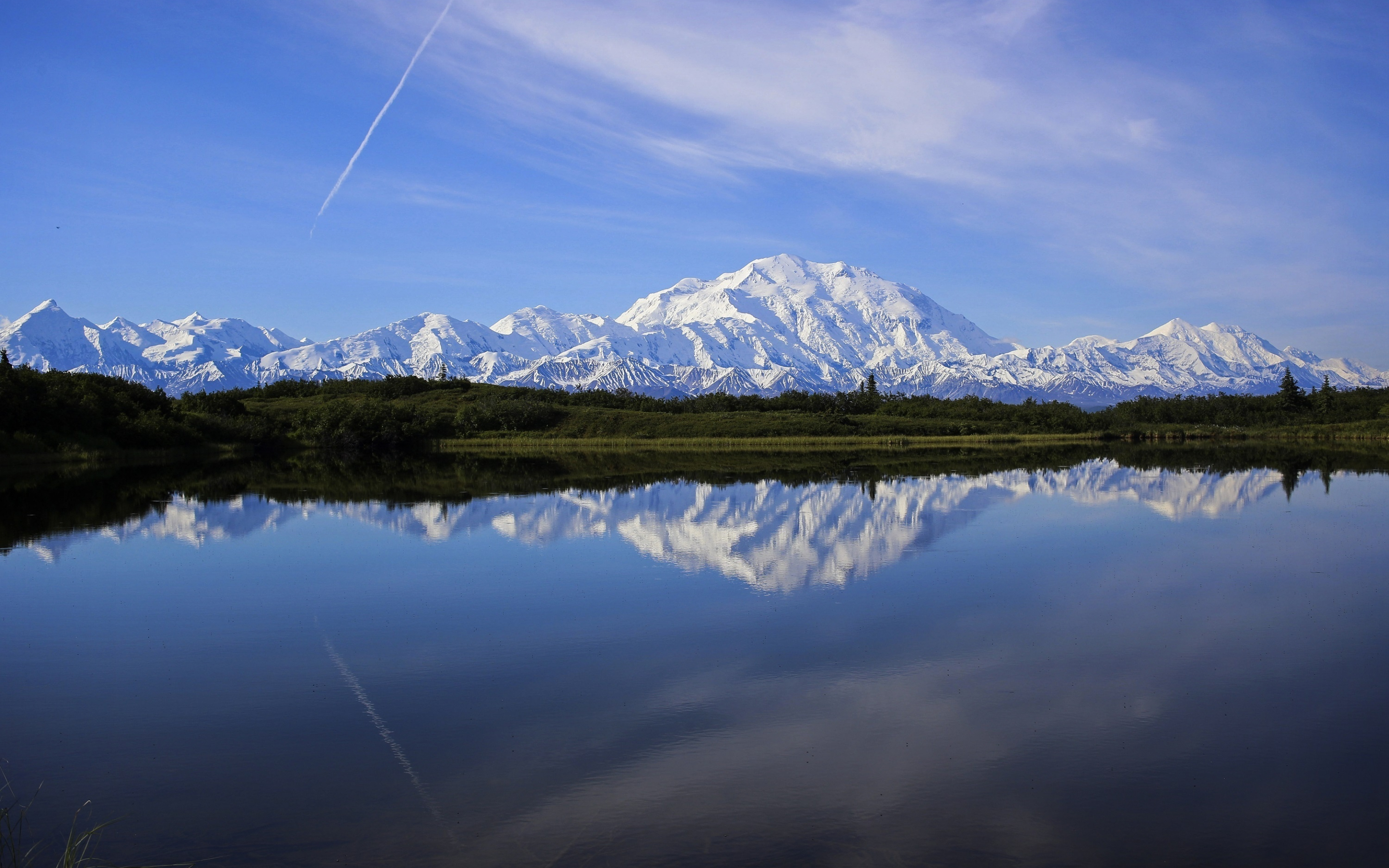 White mountains, lake, reflections, landscape, 2880x1800 wallpaper