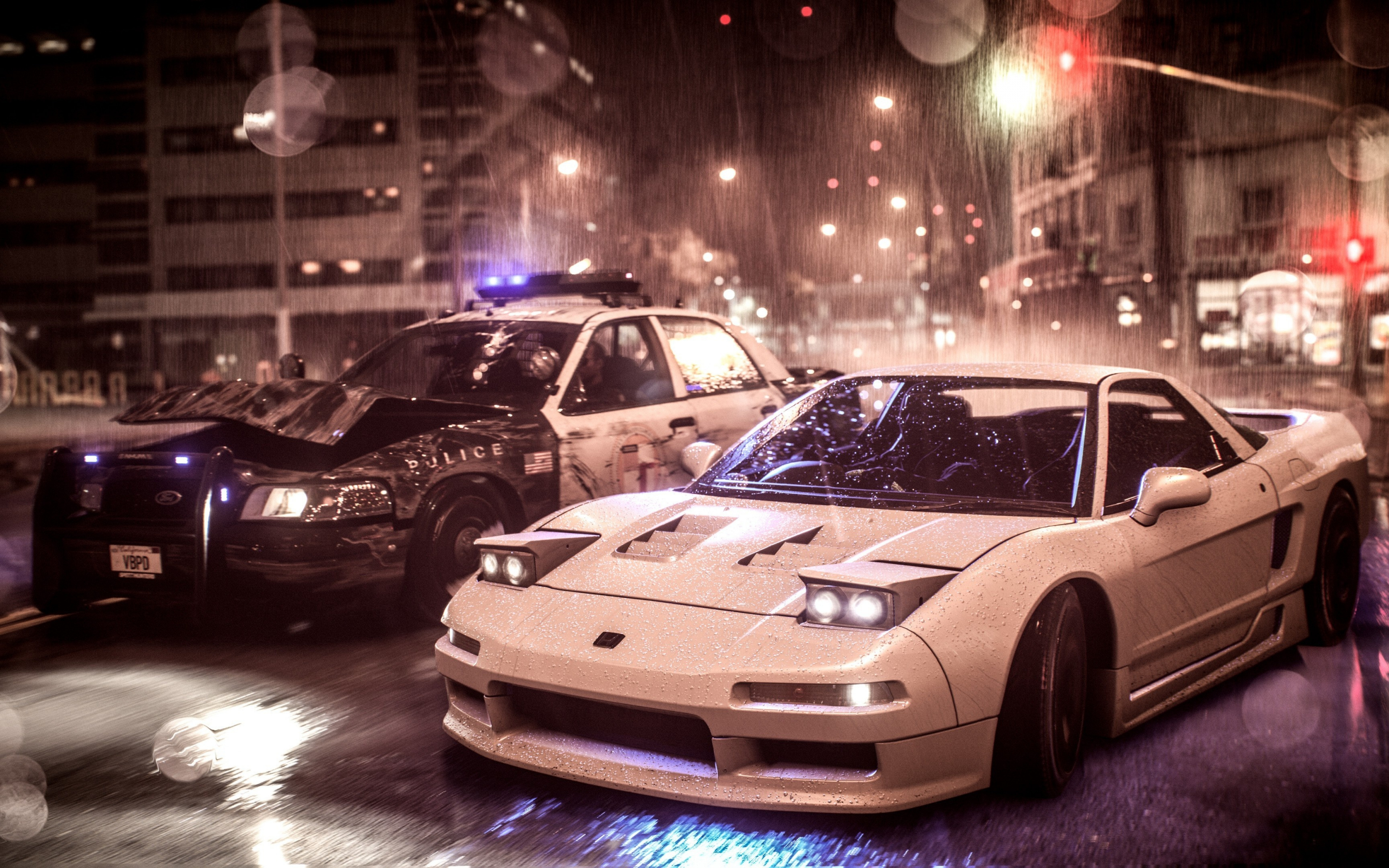 Need for speed, Acura NSX vs police car, 2880x1800 wallpaper