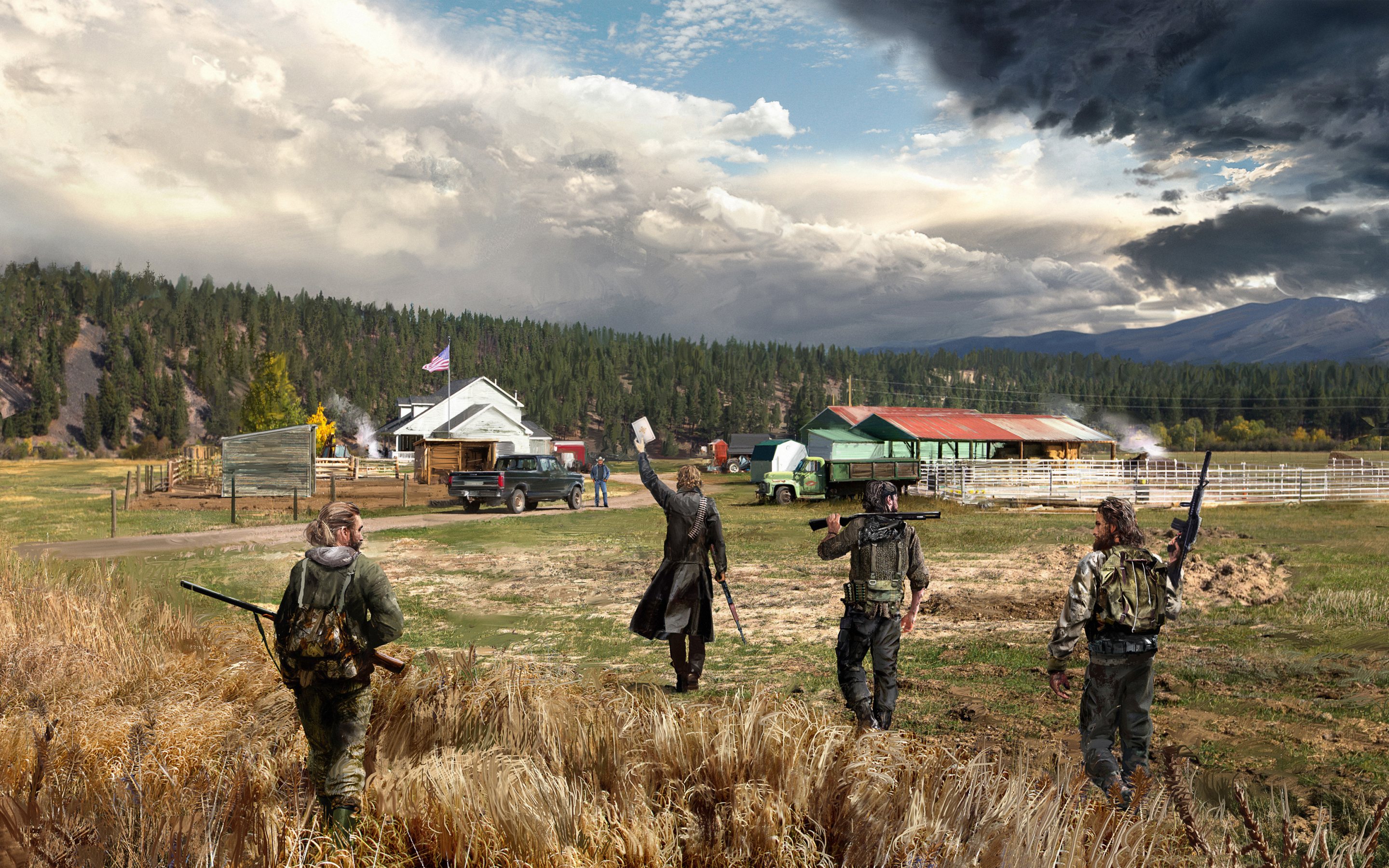 2018, landscape, crew, video game, Far Cry 5, 2880x1800 wallpaper