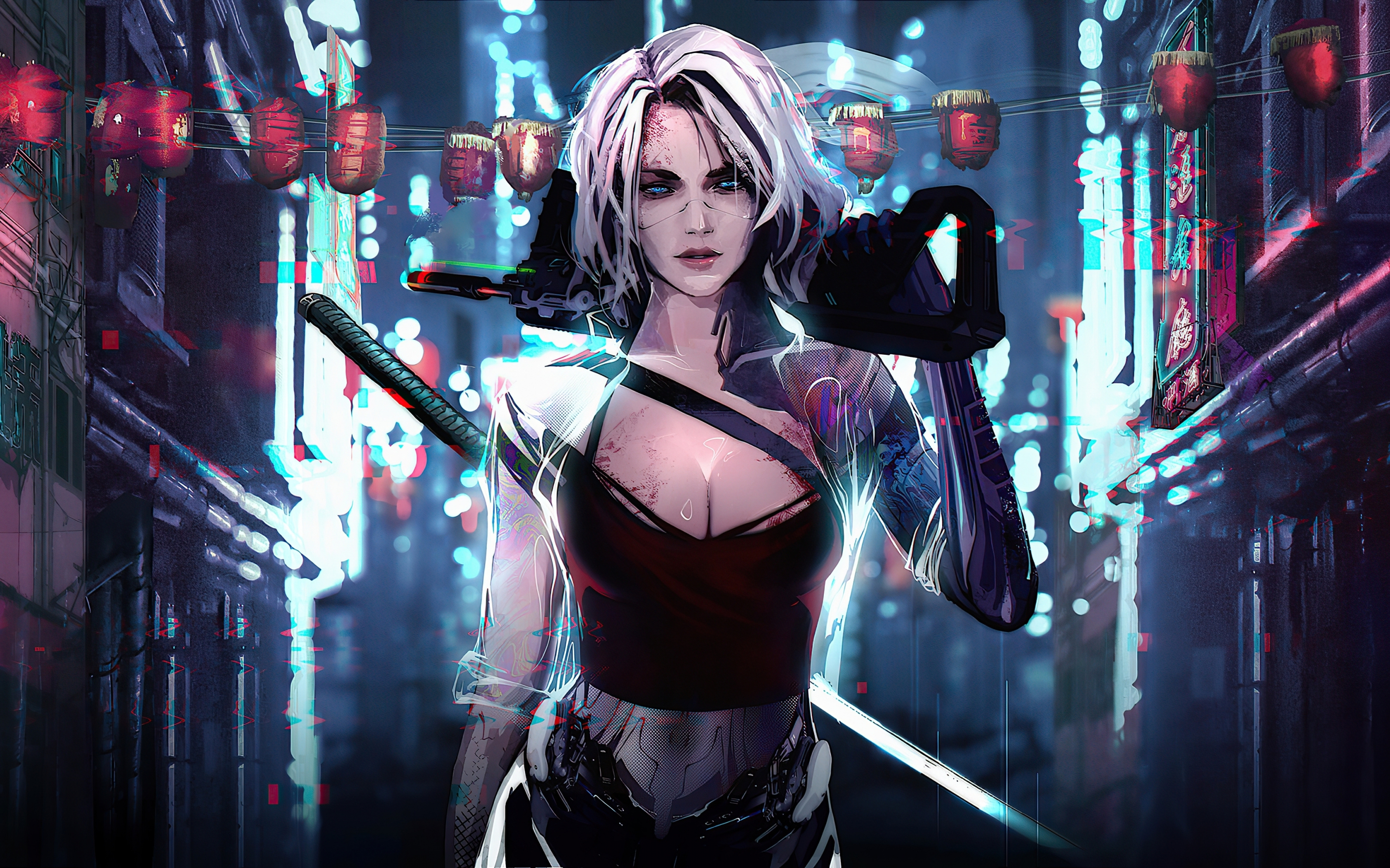 Beautiful, cyborg girl, fantasy, art, 2880x1800 wallpaper