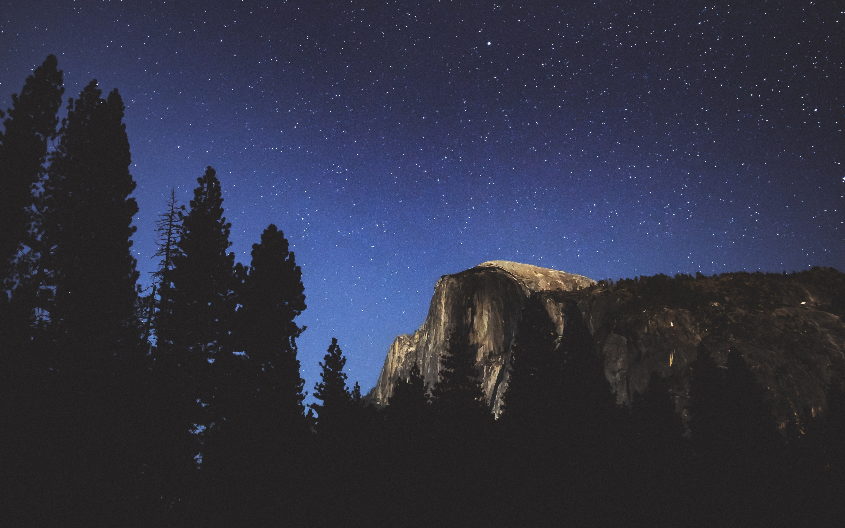 Yosemite valley, half dome, night, 2880x1800 wallpaper