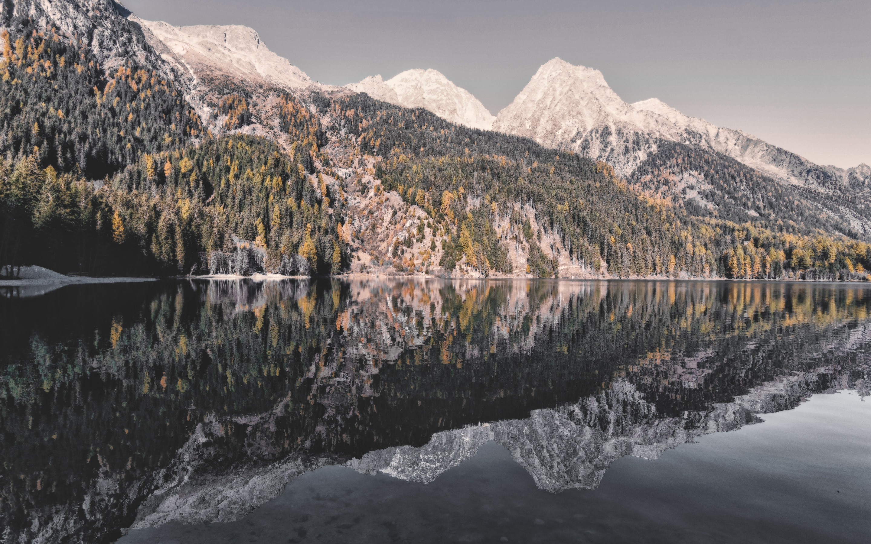 Nature, mountains, lake, trees, reflections, 2880x1800 wallpaper