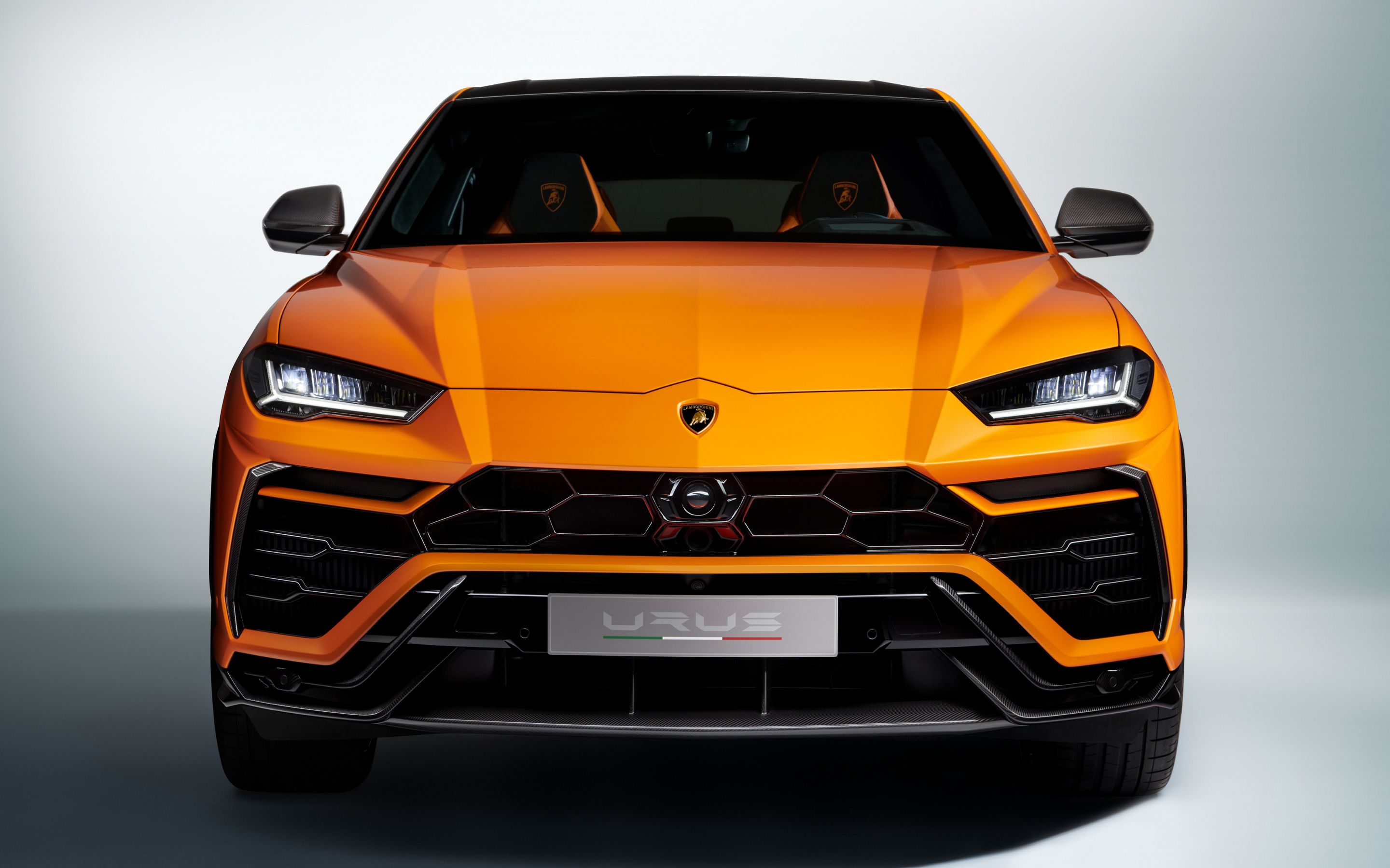 Orange car, Lamborghini Urus, SUV, front-view, 2880x1800 wallpaper