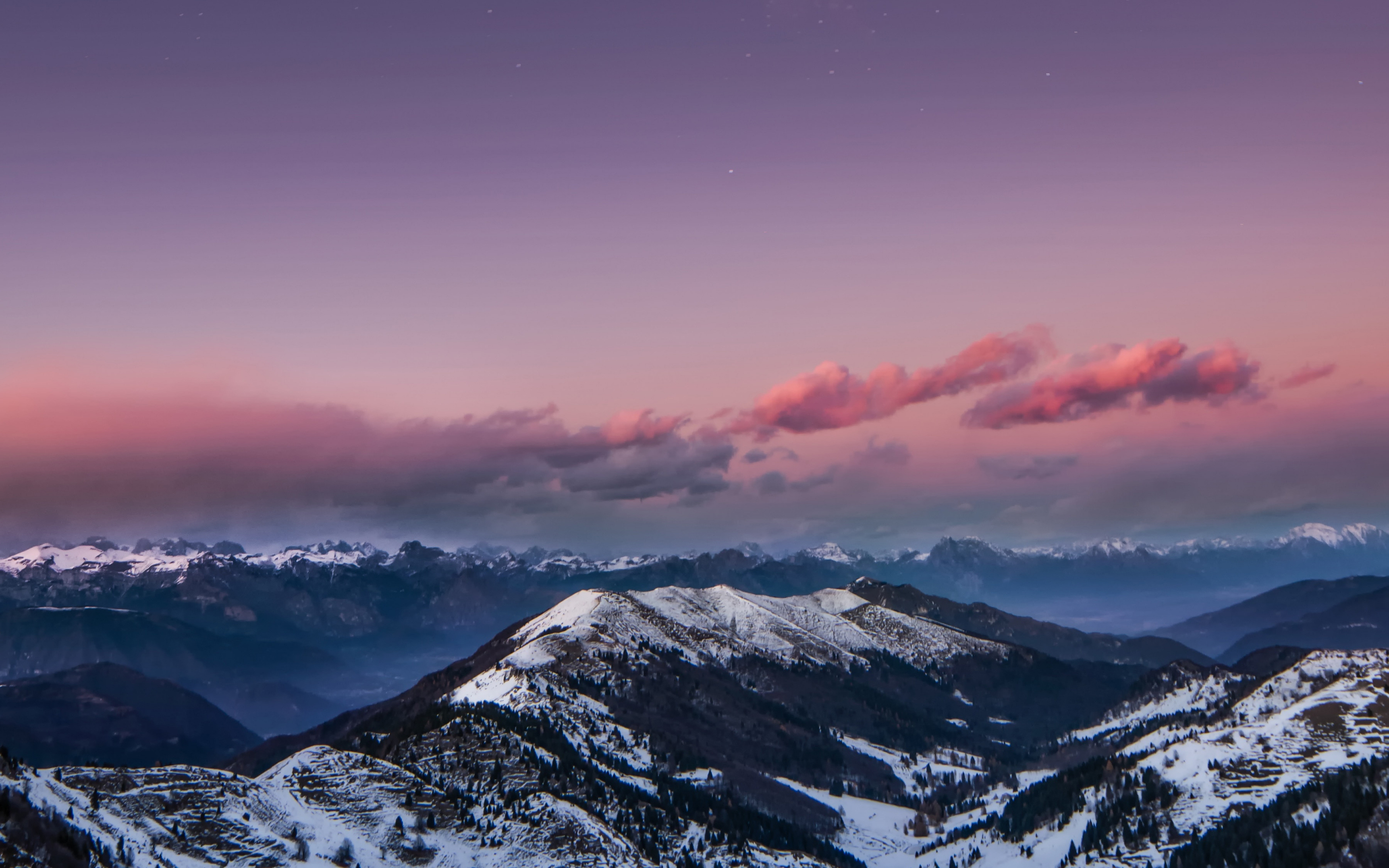 Mountains, snow, glacier, sunset, Dolomites, Italy, 2880x1800 wallpaper