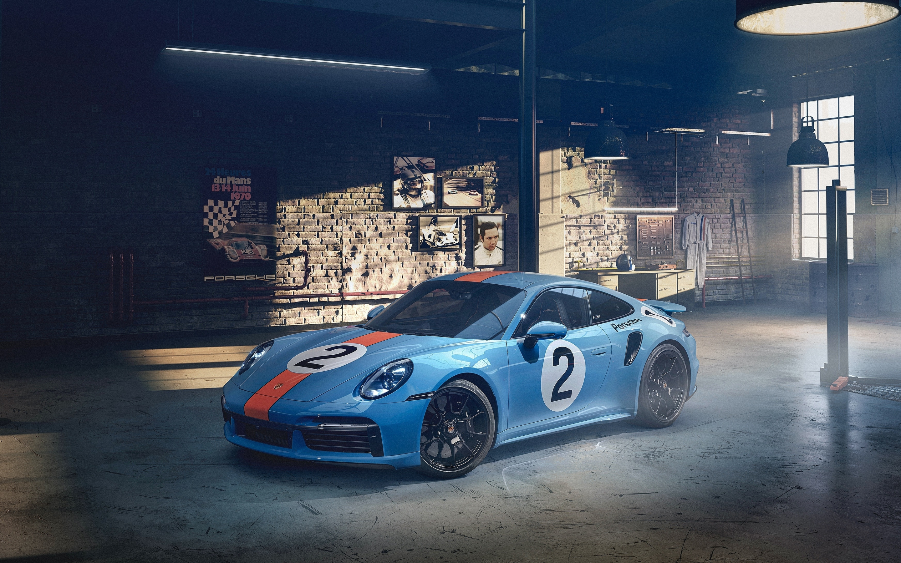 Porsche 911 Turbo S Rodriguez, blue sportcar, 2880x1800 wallpaper