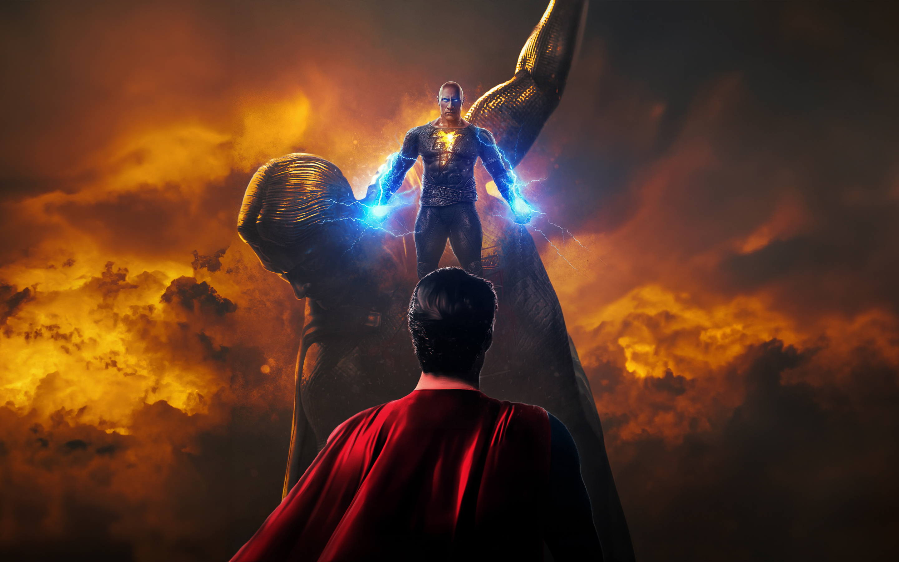 Black Adam vs. Superman, Fight of Heroes, 2023, 2880x1800 wallpaper