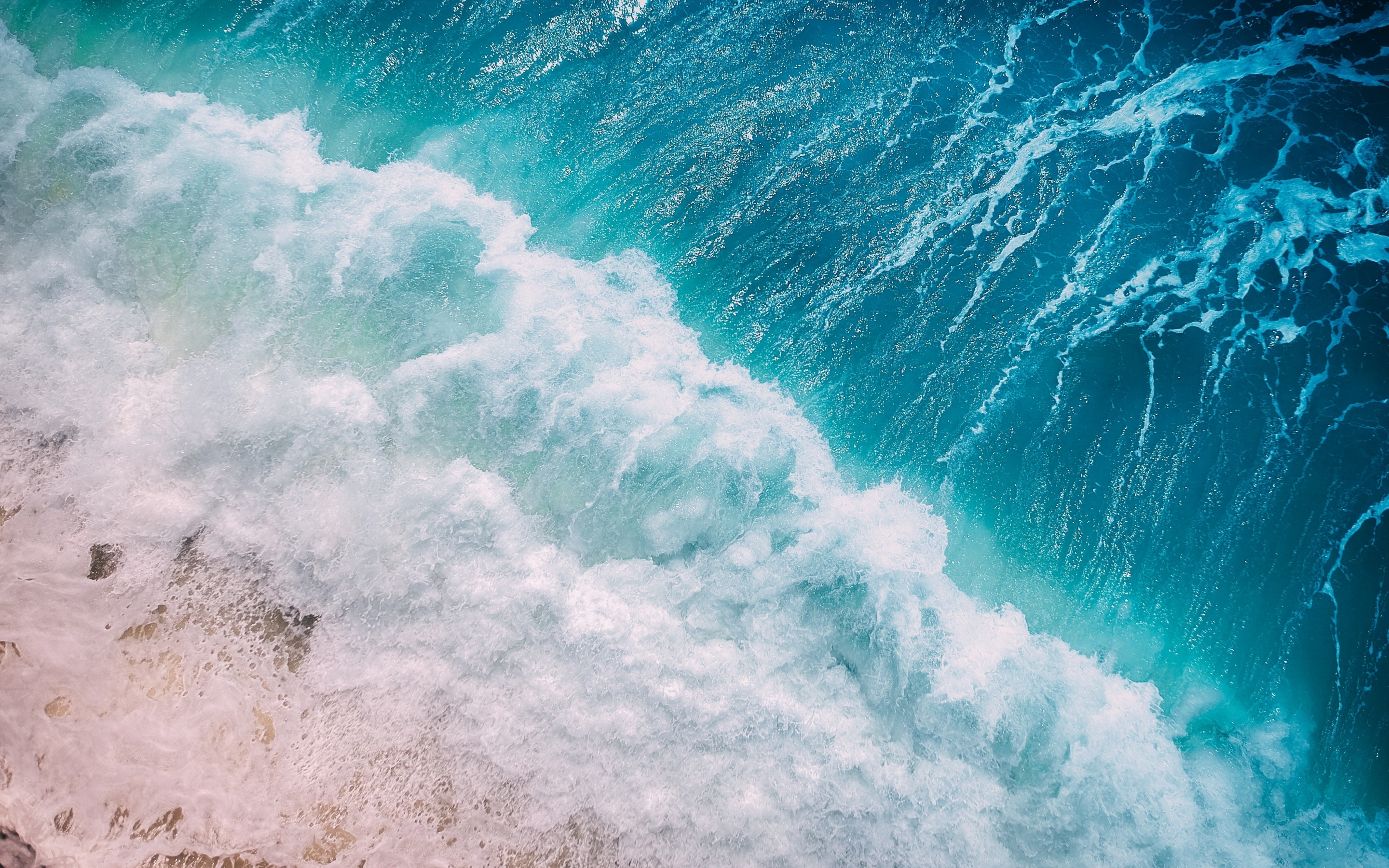 Ocean, blue waves, aerial view, 2880x1800 wallpaper