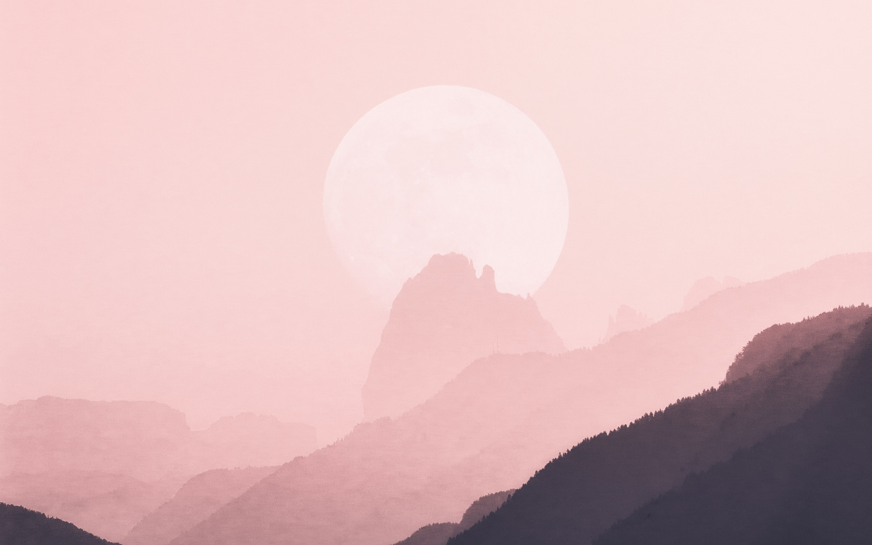 Minimal, horizon, nature, mountains, silhouette, 2880x1800 wallpaper