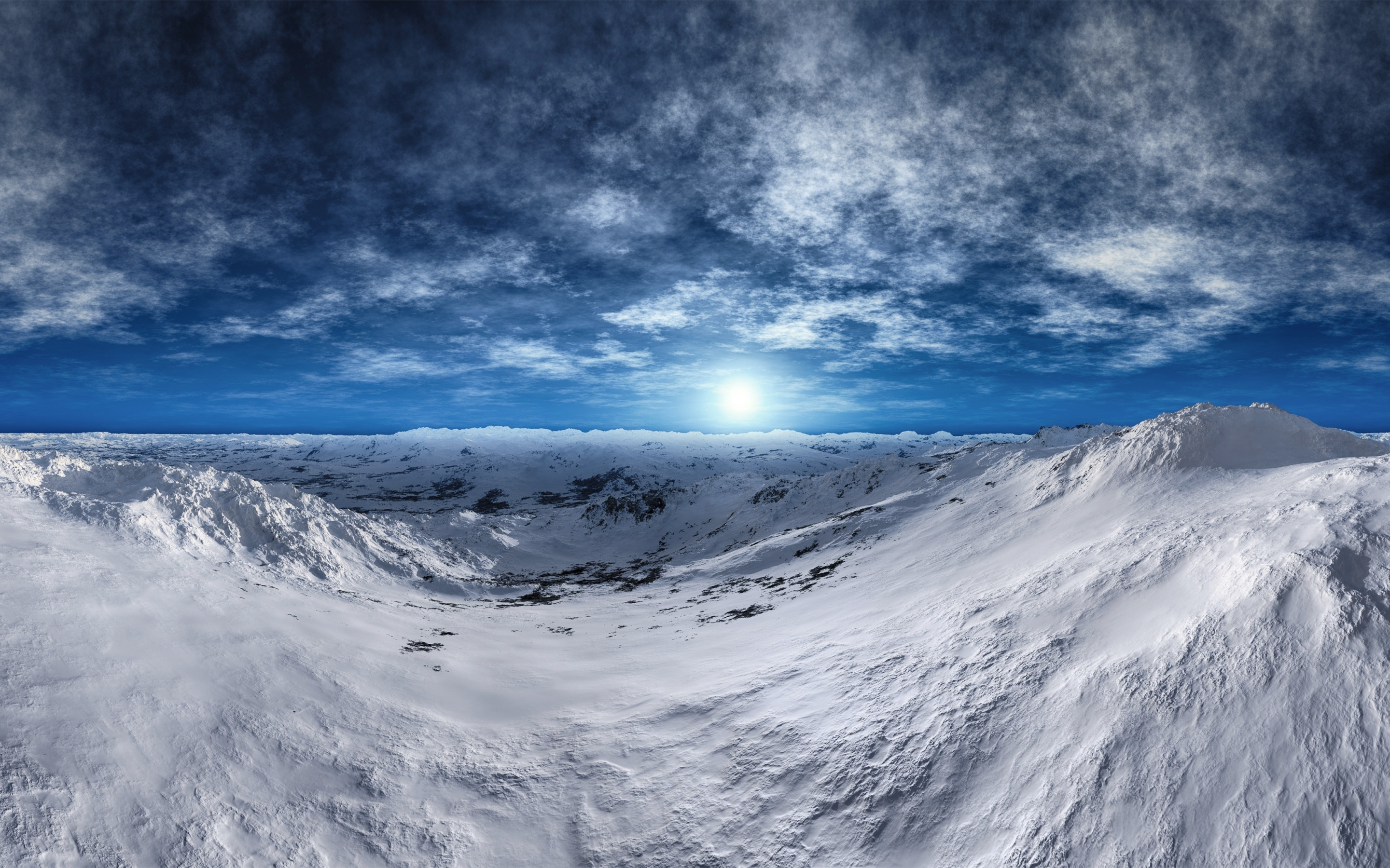 Tundra, arctic, mountains, winter, sunny day, glacier, landscape, 2880x1800 wallpaper