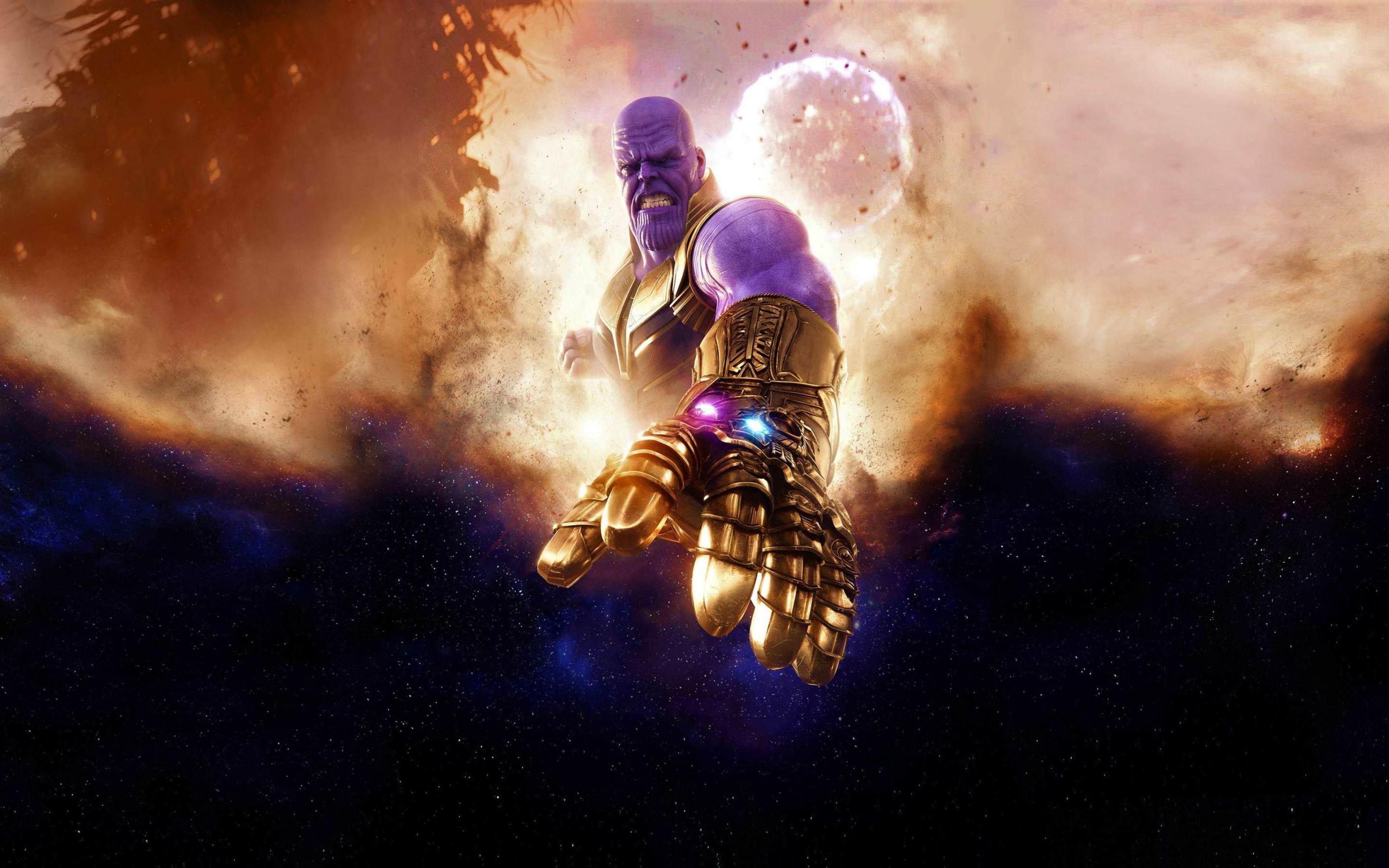 Thanos, clouds, Avengers: infinity war, villain, artwork, 2880x1800 wallpaper