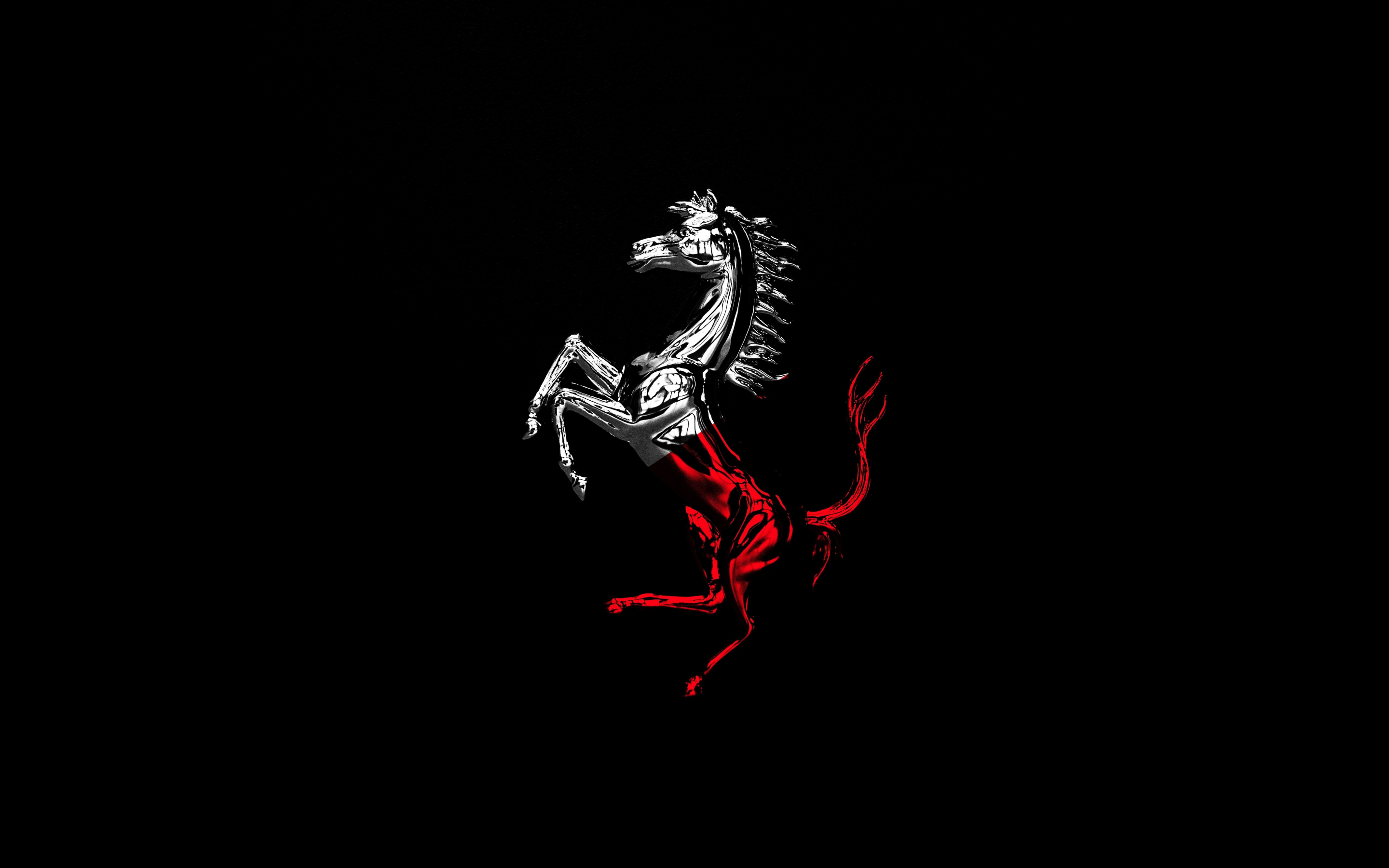 Horse, Ferrari, logo, minimal, 2880x1800 wallpaper