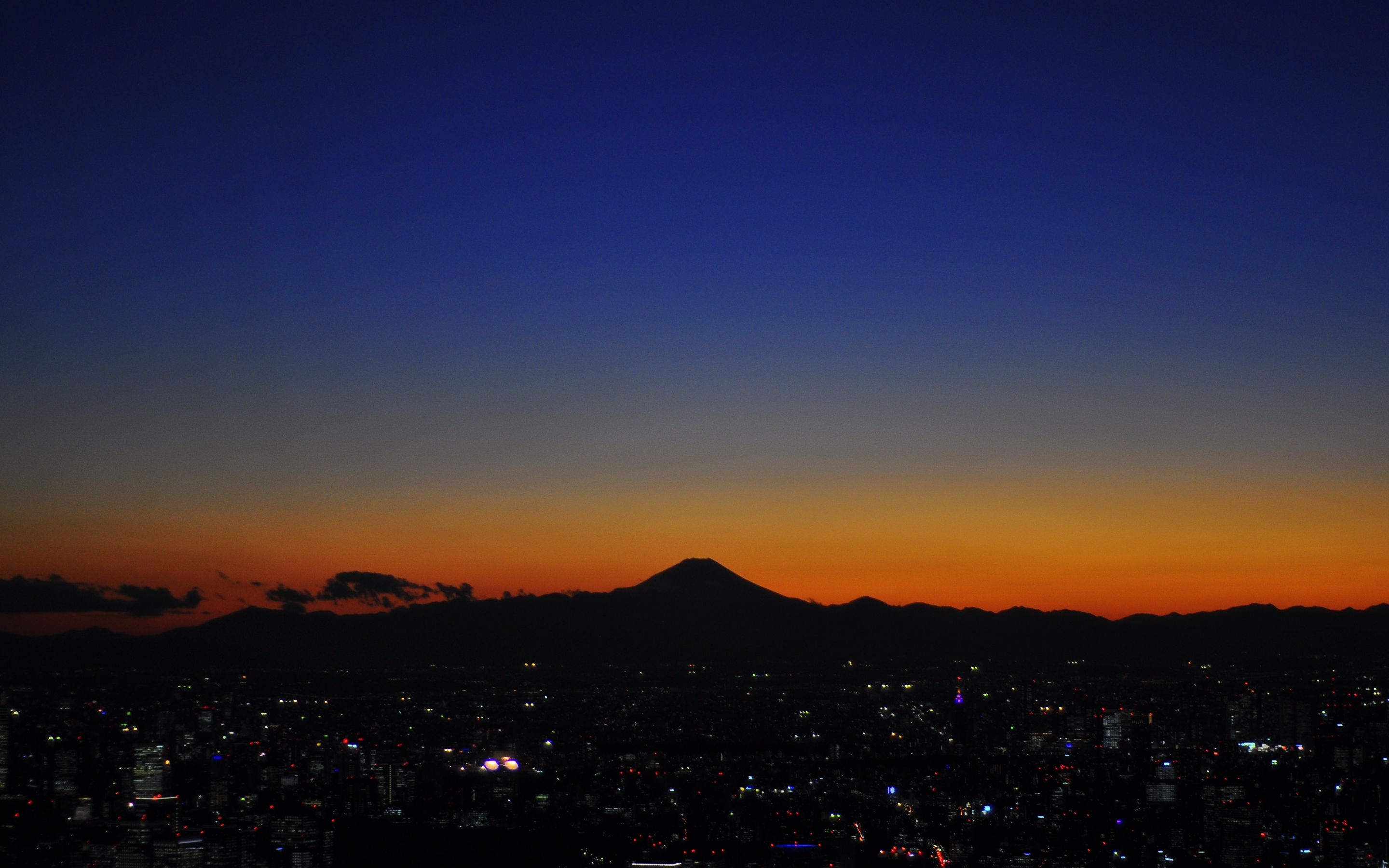 Dawn, sunset, mount fuji, sky, 2880x1800 wallpaper