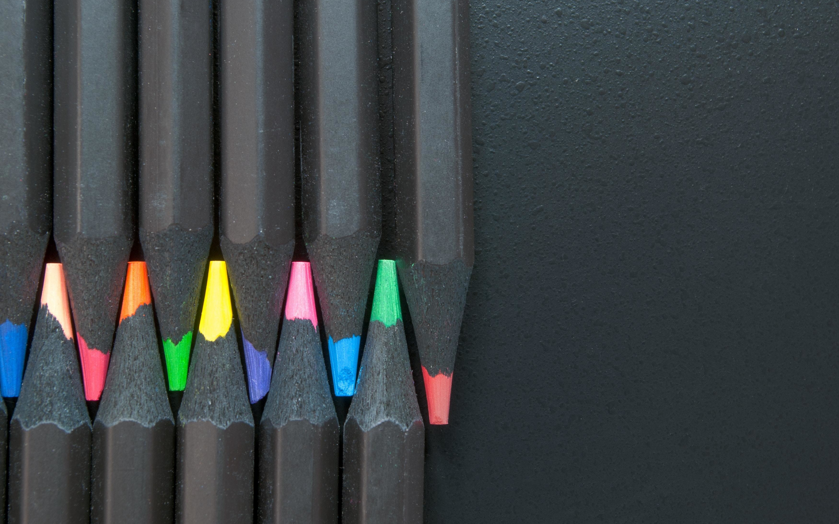 Pencils, colorful tip, gray, 2880x1800 wallpaper