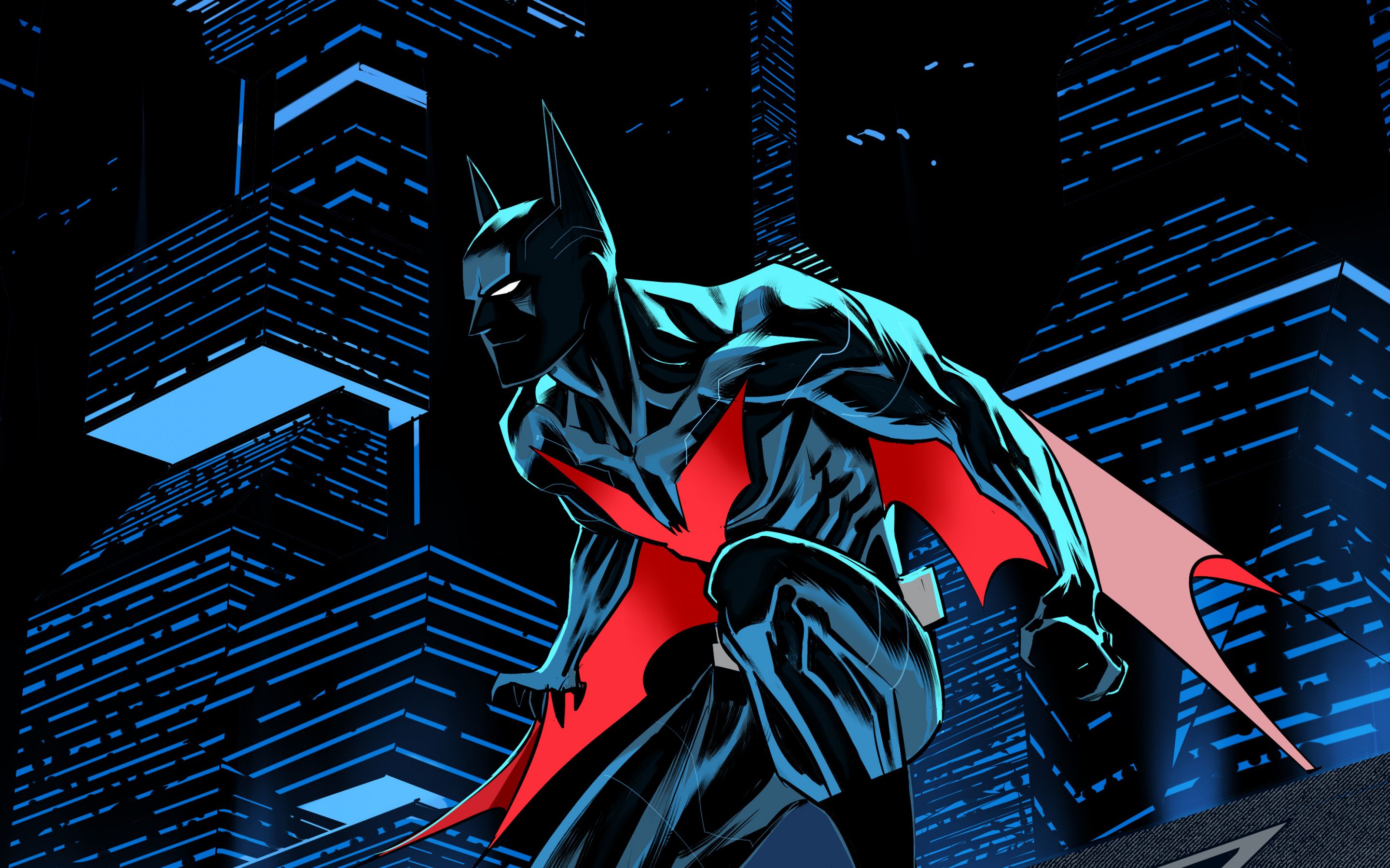Batman Beyond, future batman, dark, artwork, 2880x1800 wallpaper