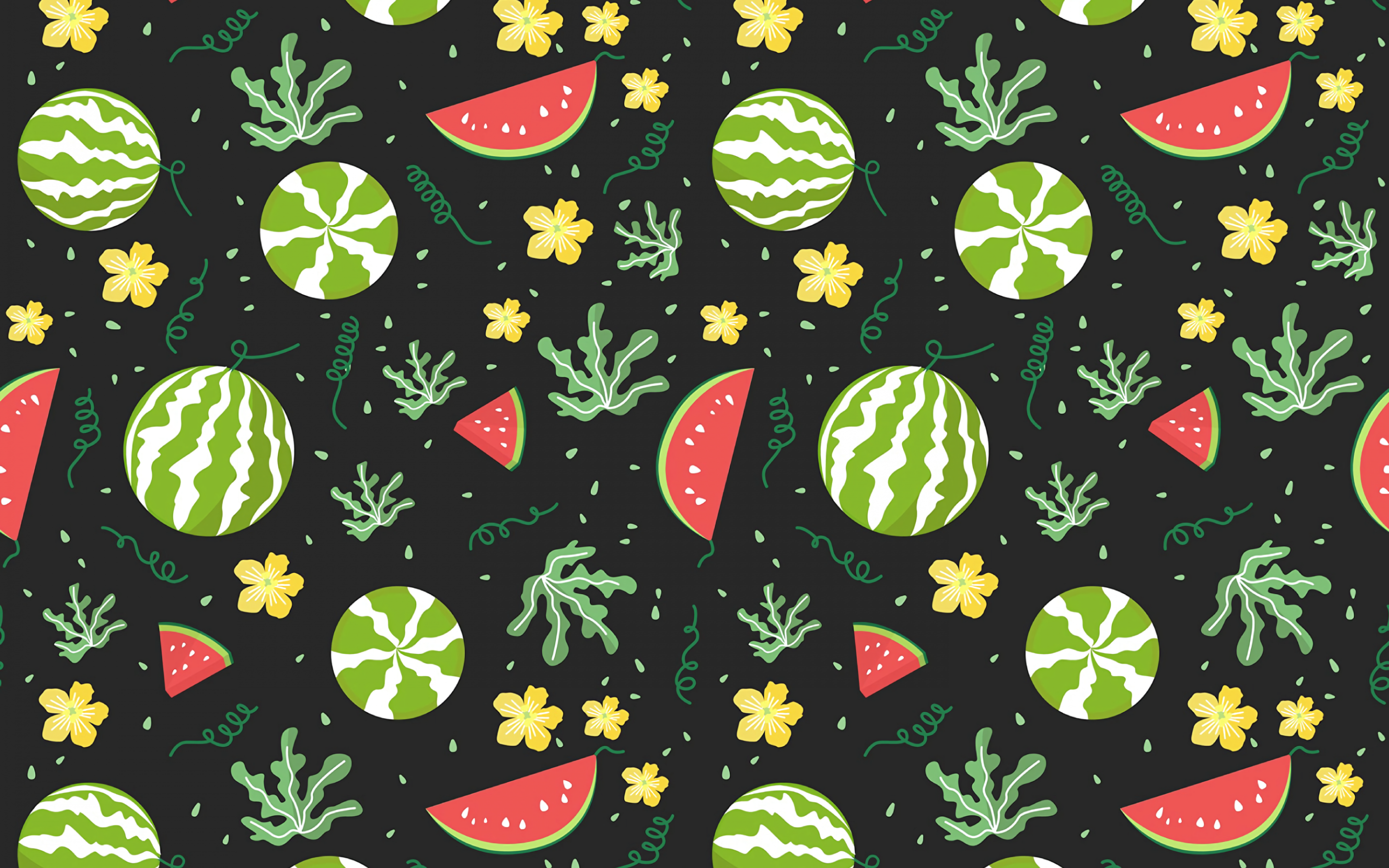 Watermelons, fruits, pattern, digital art, 2880x1800 wallpaper