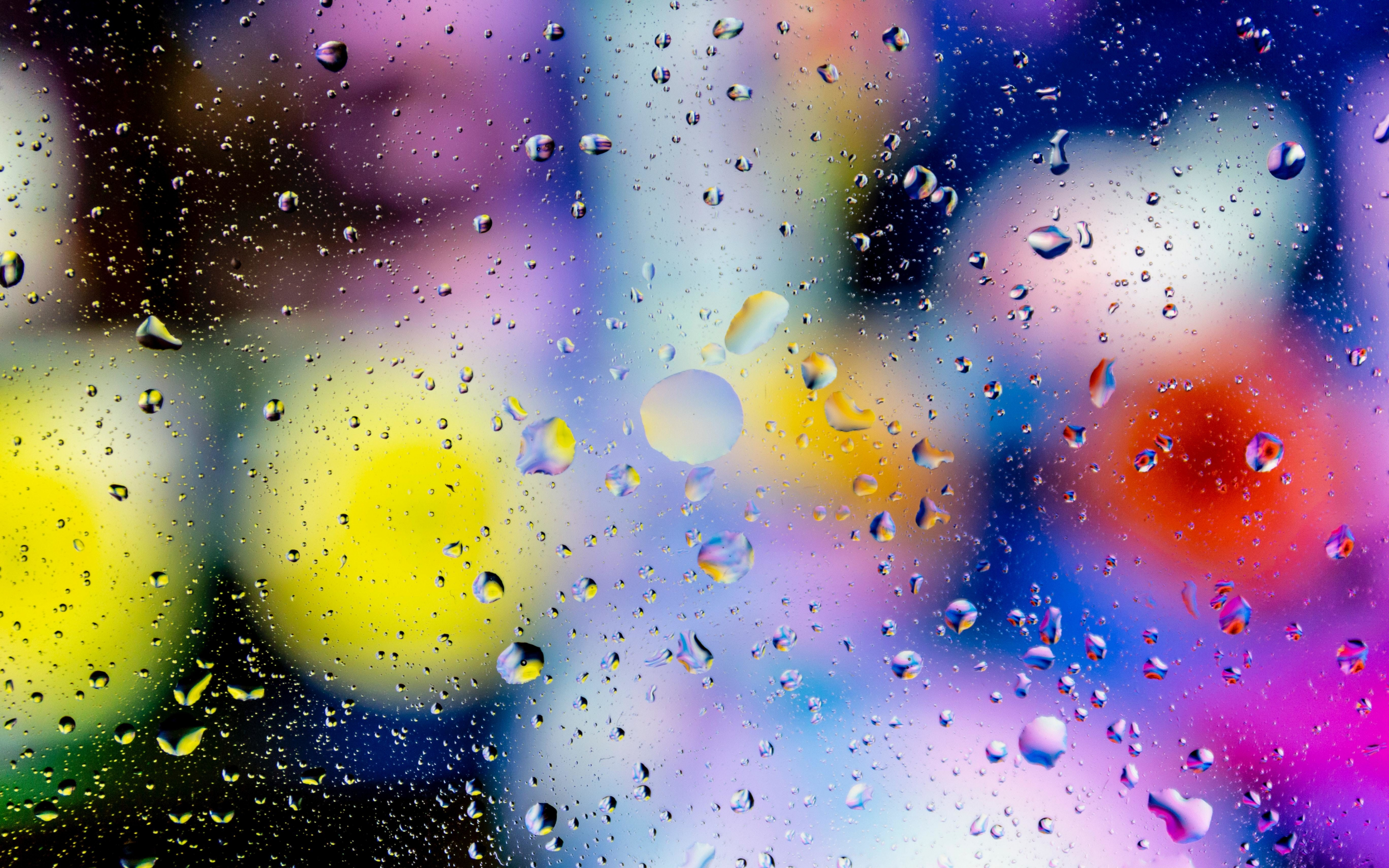 Blur, colorful surface, droplets, 2880x1800 wallpaper