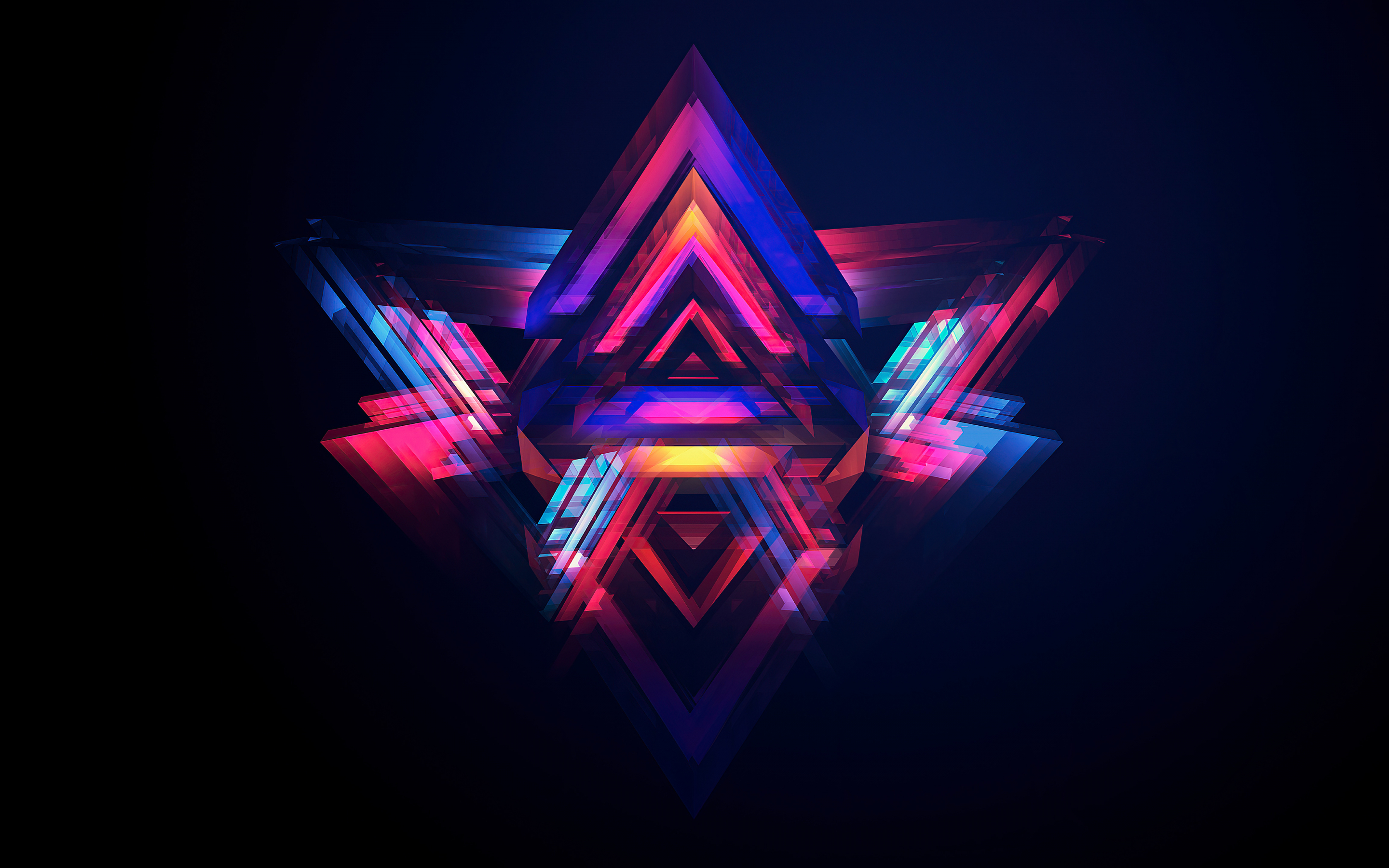 Facets, multicolored triangular shapes, abstract, 2880x1800 wallpaper