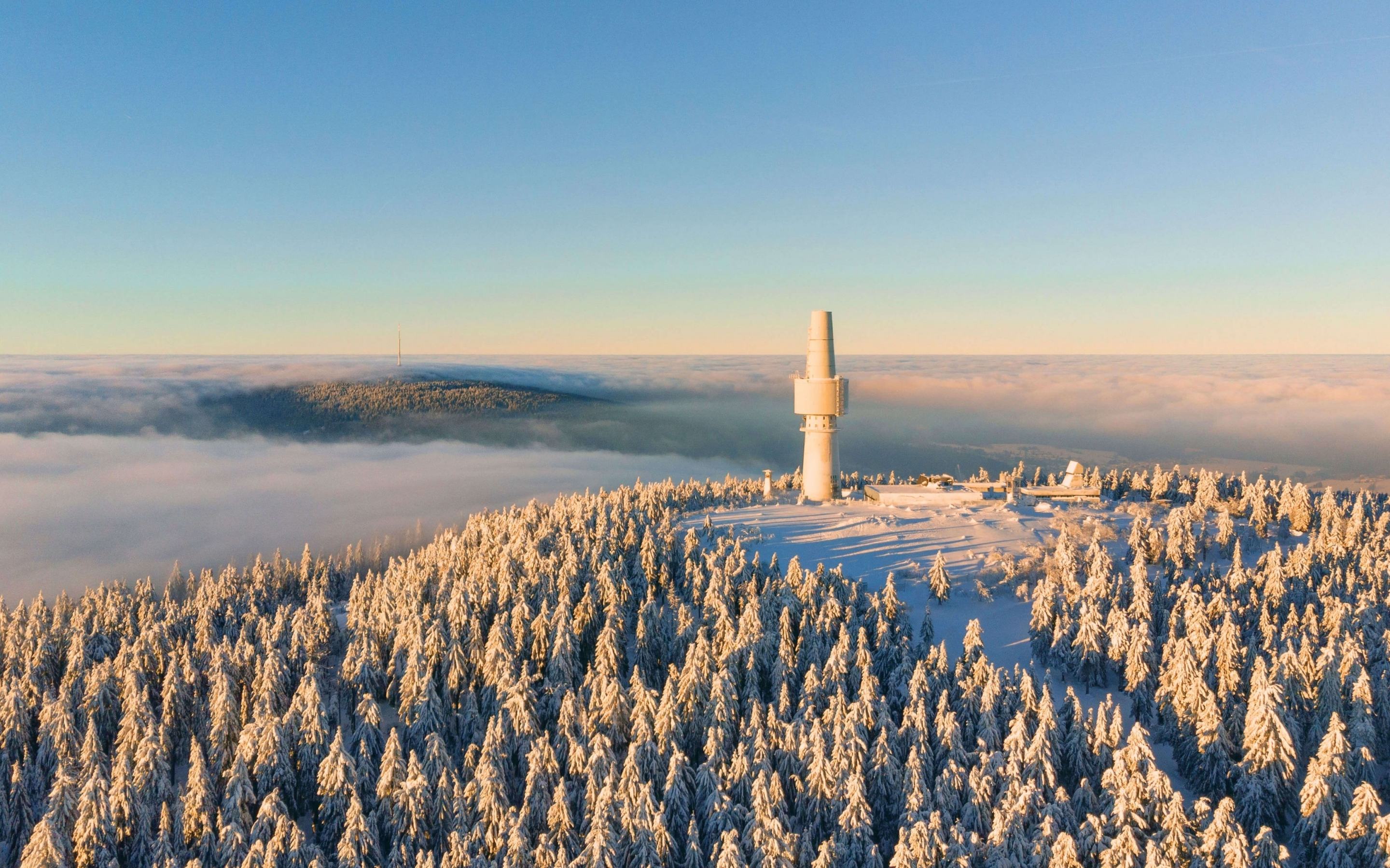 Winter, drone shot, nature, lighthouse, 2880x1800 wallpaper