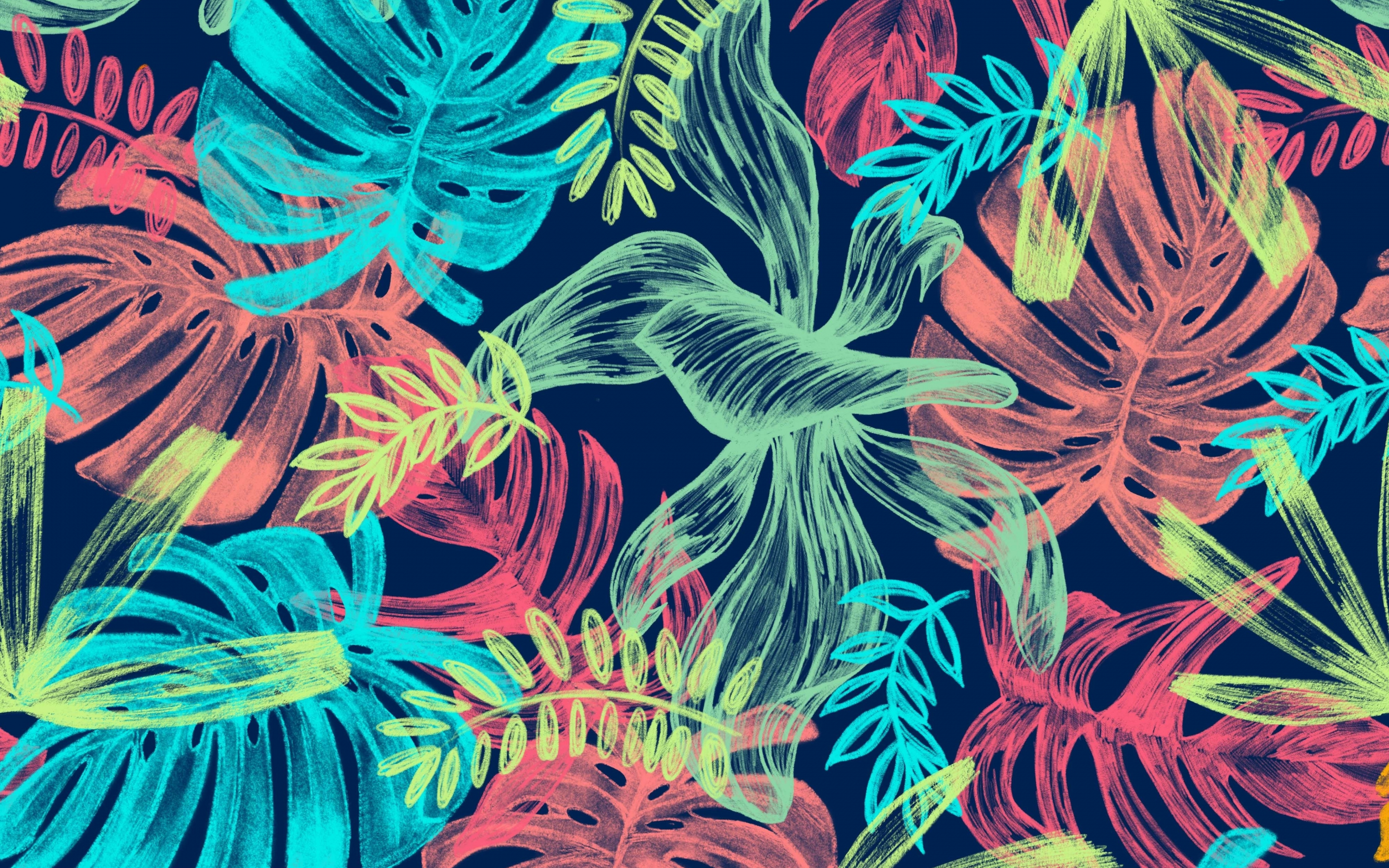 Illustration, digital art, leaf, colorful, 2880x1800 wallpaper