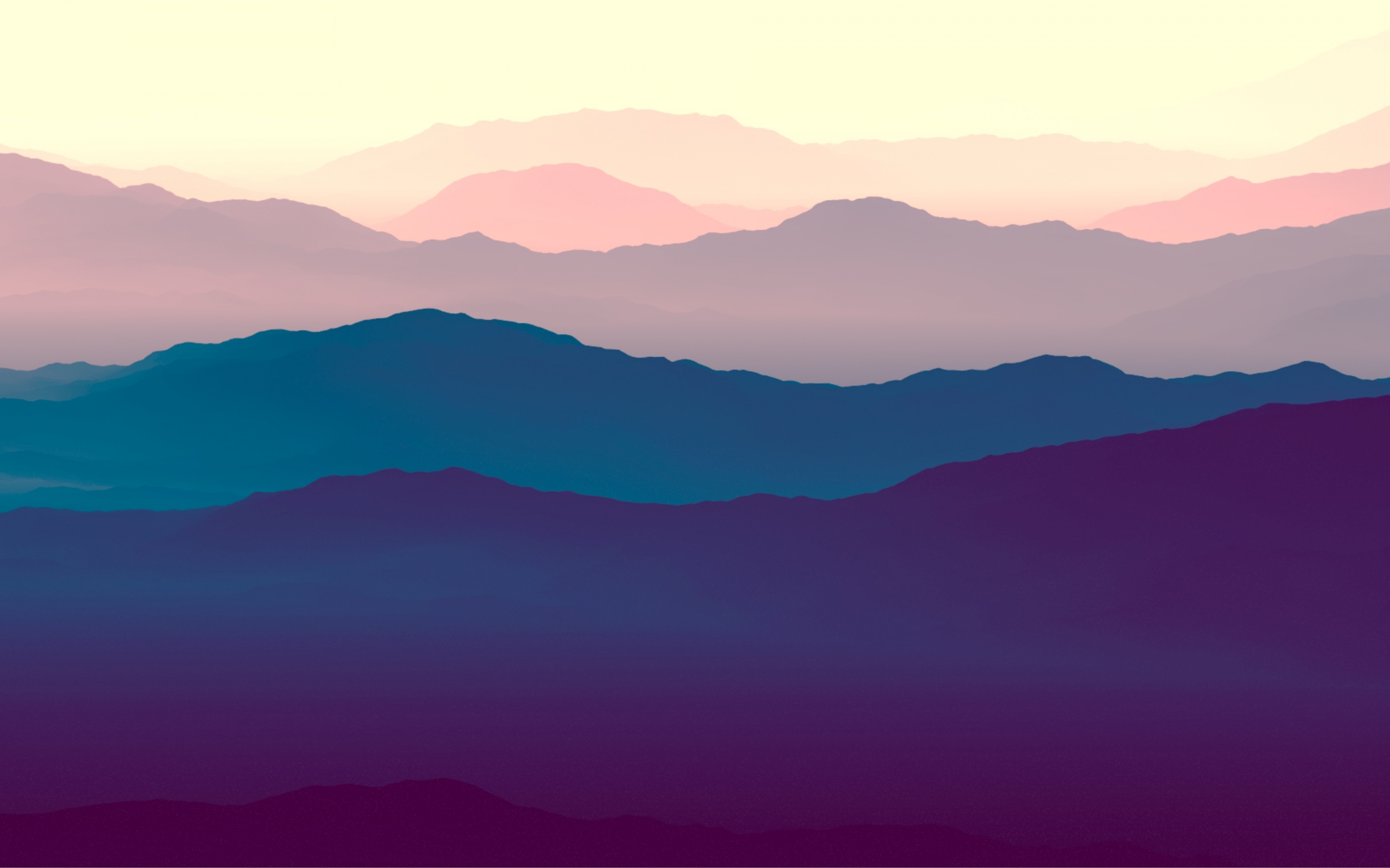 Mountains, landscape, purple sunset, gradient, horizon, 2880x1800 wallpaper