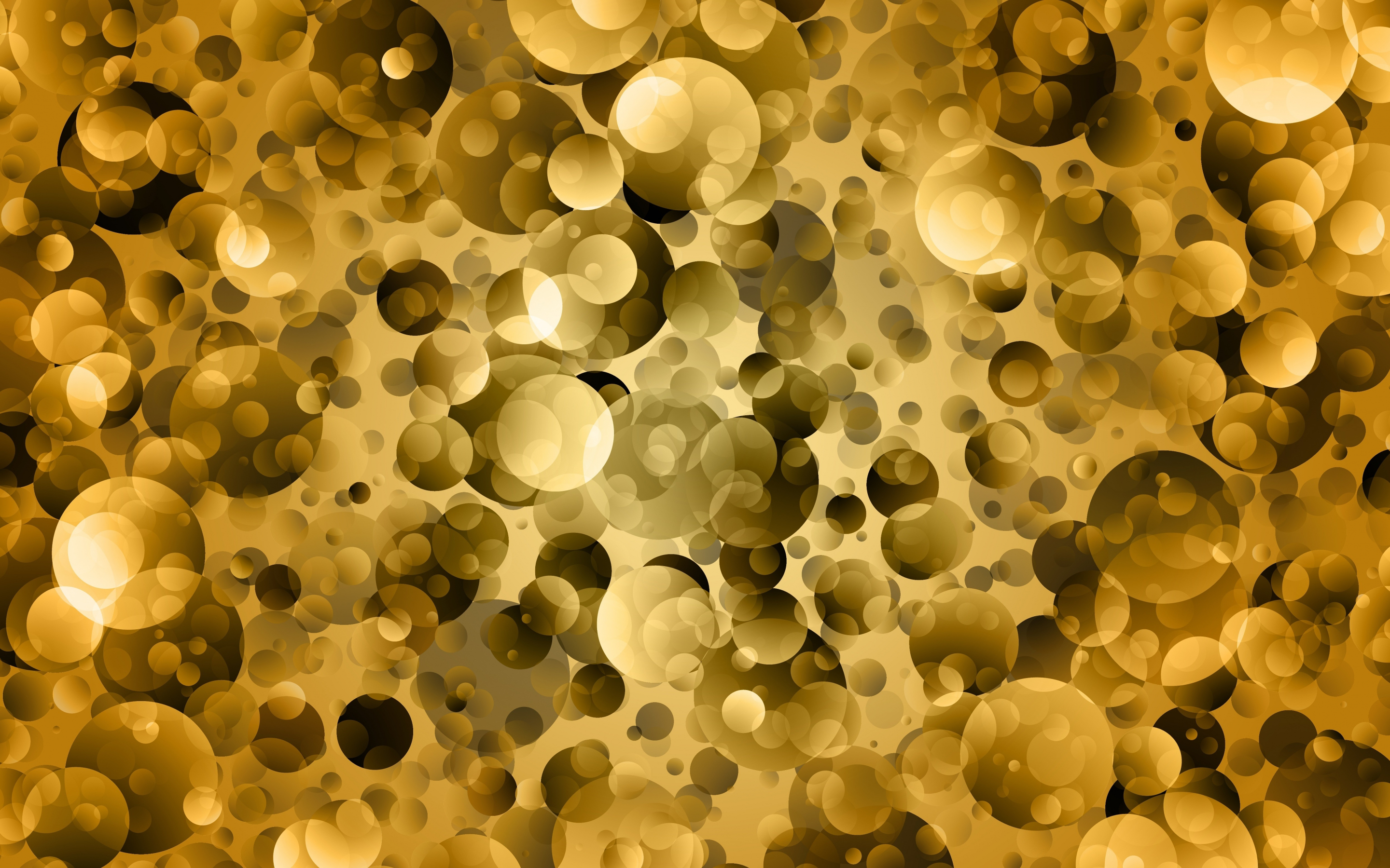 Golden, circles, bright, bokeh, abstract, 2880x1800 wallpaper