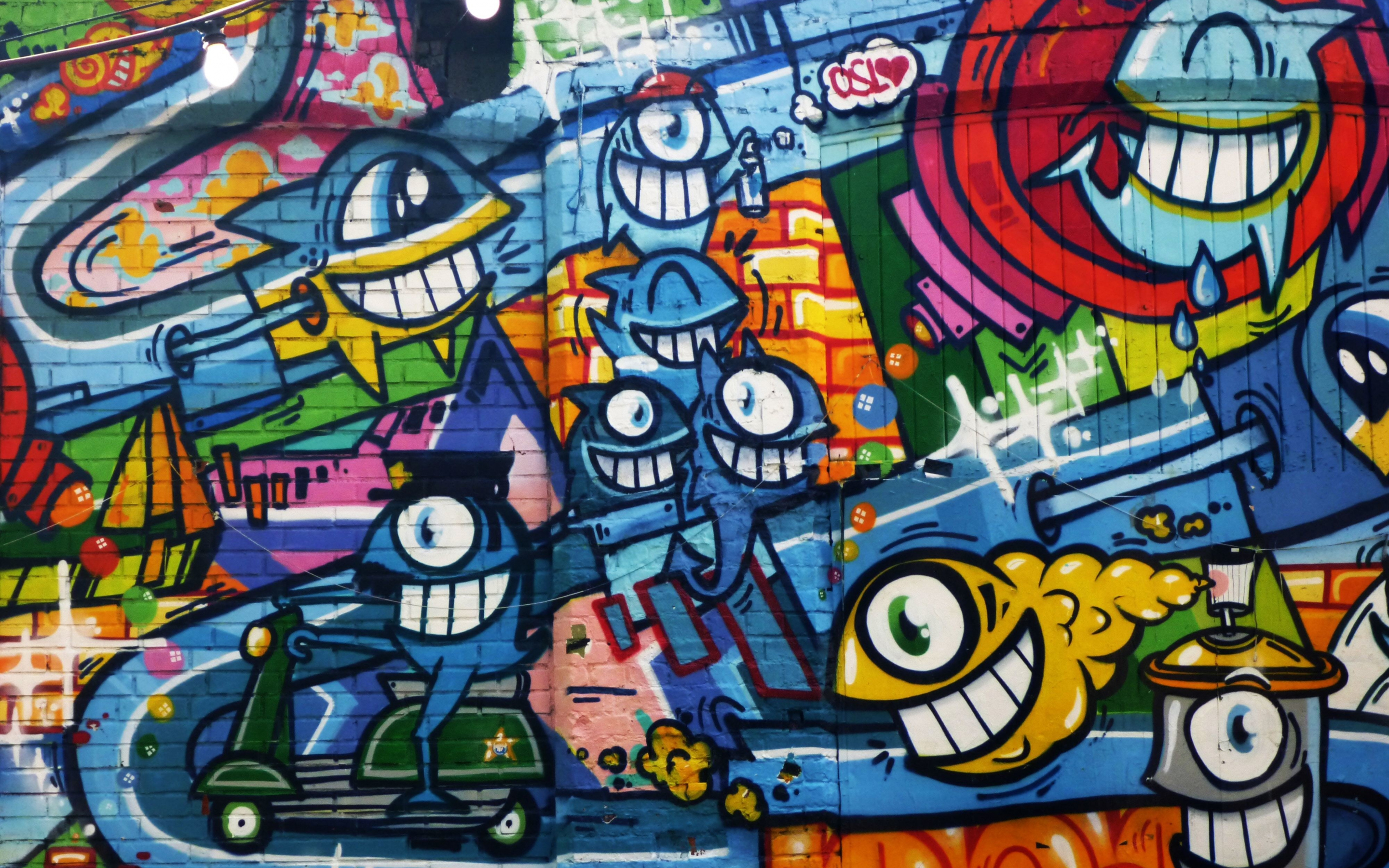 Graffiti, wall art, bright, street wall, 2880x1800 wallpaper