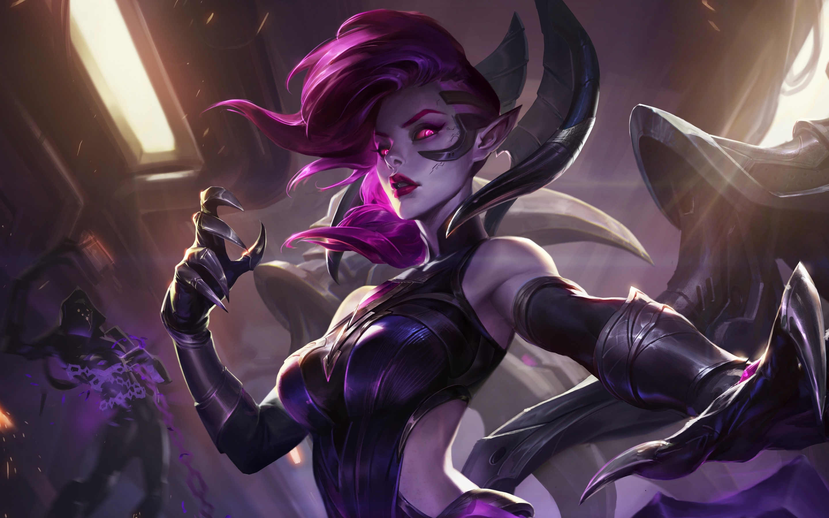 Morgana, League of Legends, violet hair, video game, 2880x1800 wallpaper