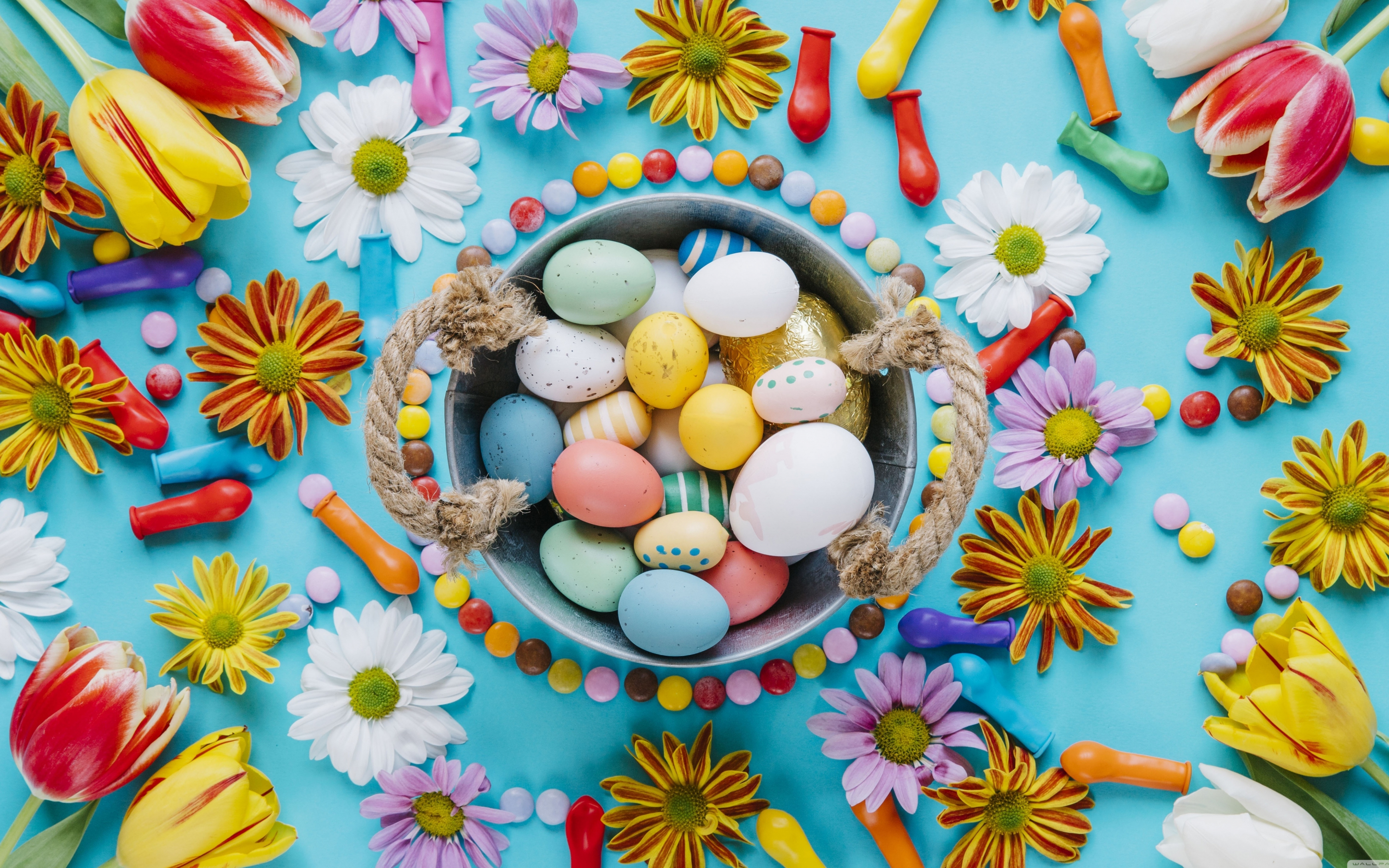 2022, easter festival, colorful eggs, spring, 2880x1800 wallpaper