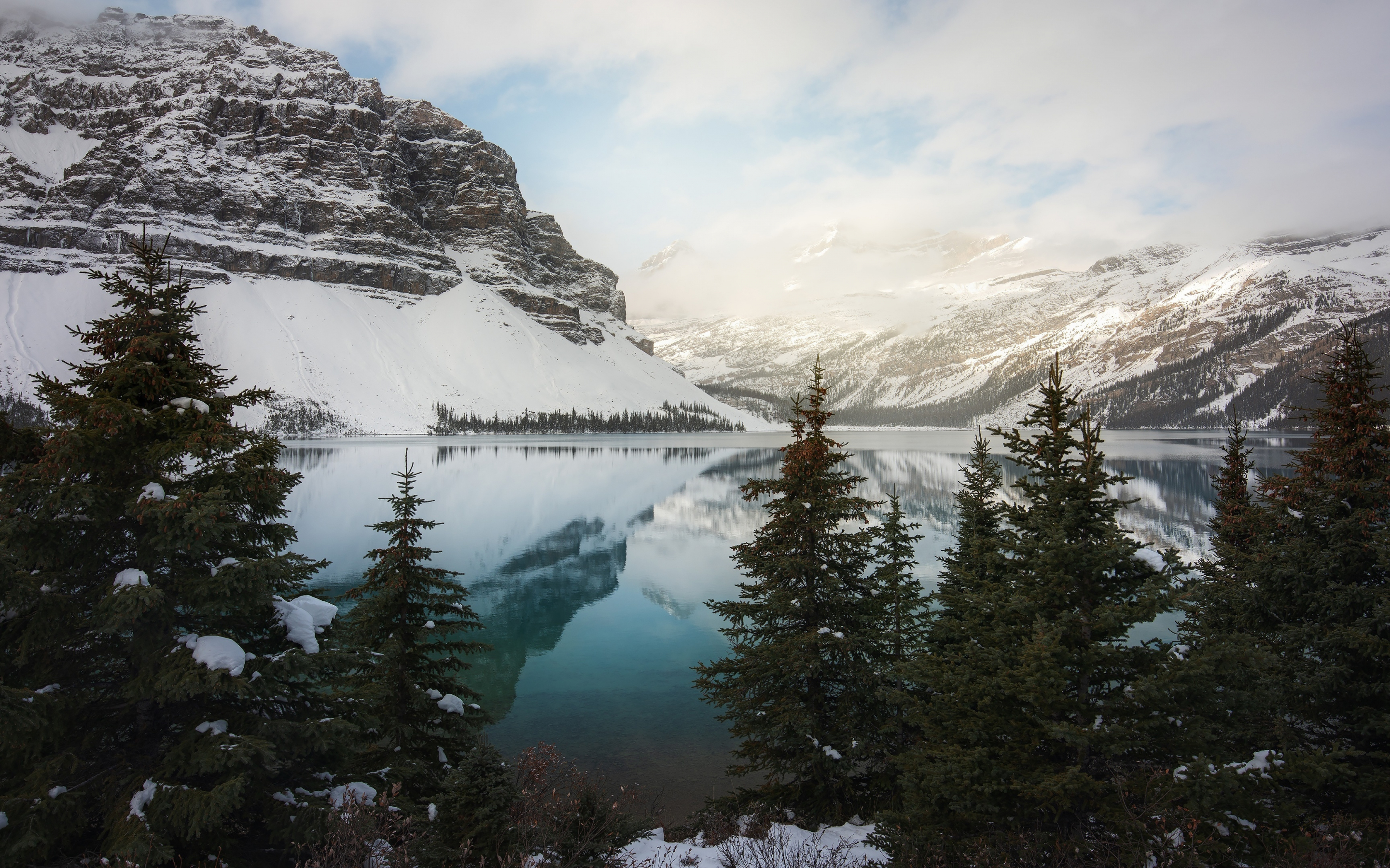 Mountains, nature, lake, Banff National Park, 2880x1800 wallpaper