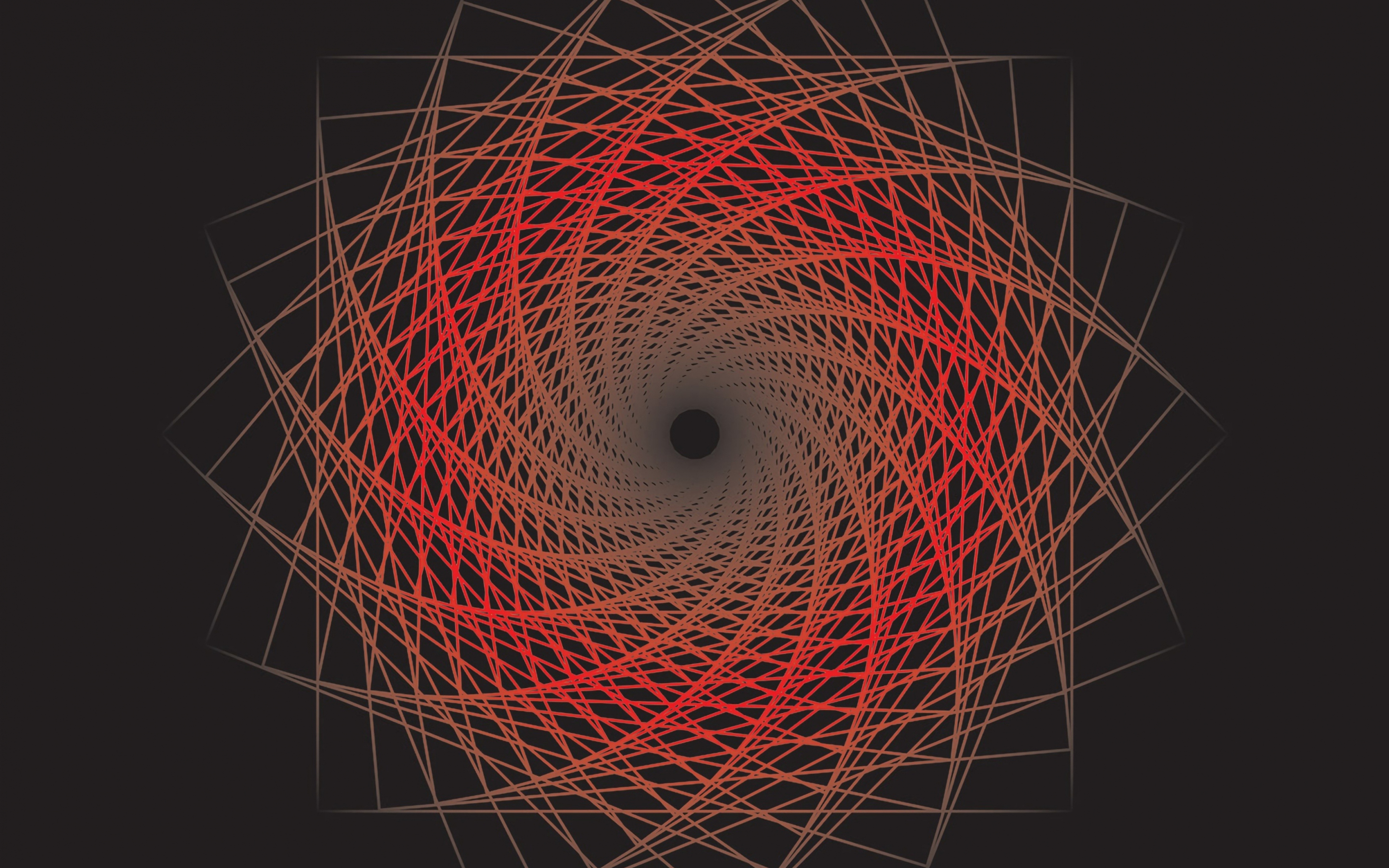 Minimal, vortex, orange-red lines, geometric, 2880x1800 wallpaper