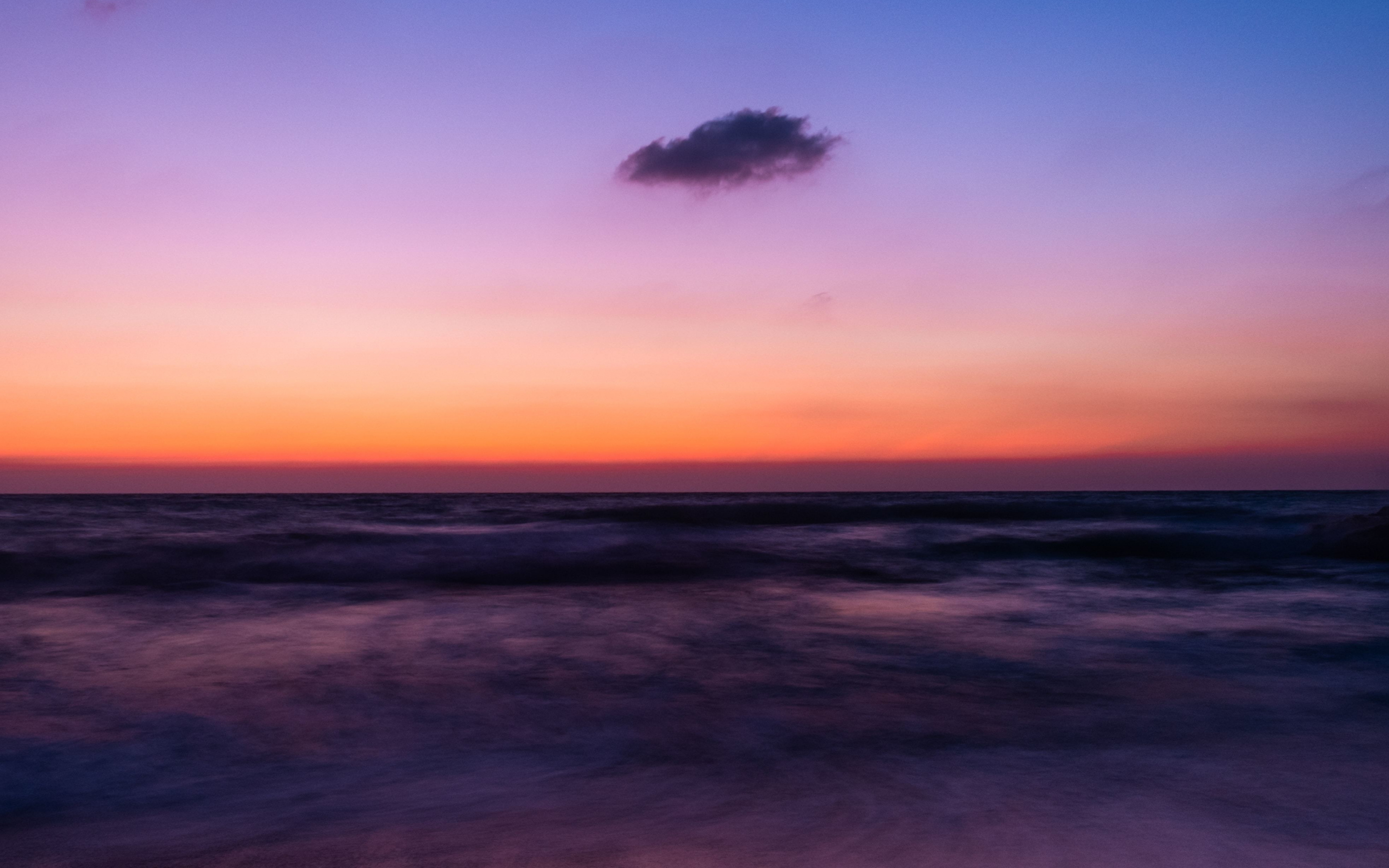 Minimal, beach, sunset, nature, seascape, 2880x1800 wallpaper