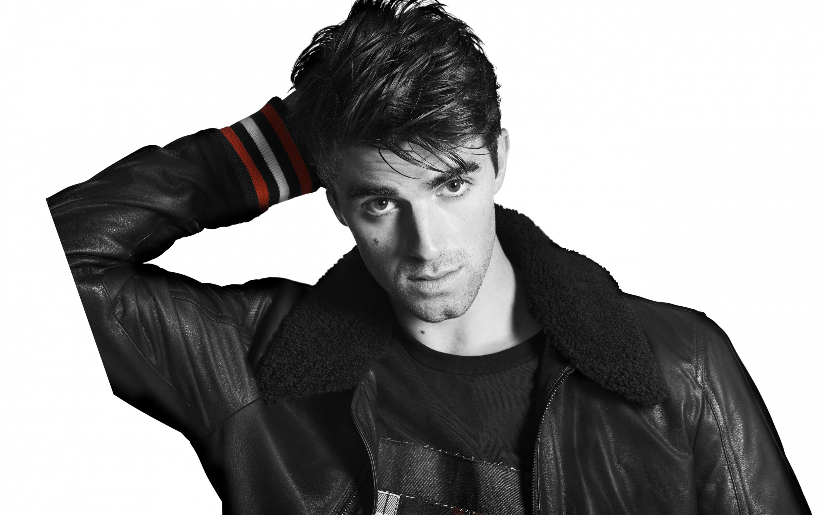 Andrew Taggart, black and white, Tommy Hilfiger, 2880x1800 wallpaper